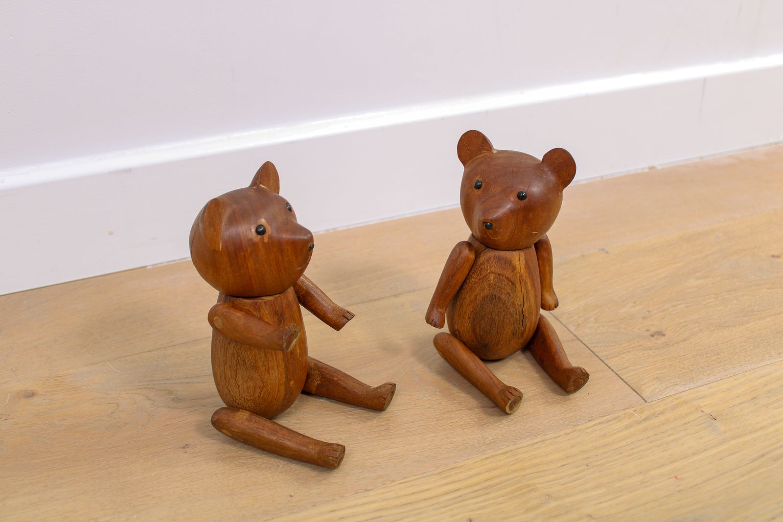 A Pair Mid Century Danish Teddy Bears In Teak   Kay Bojesen Style photo vinterior