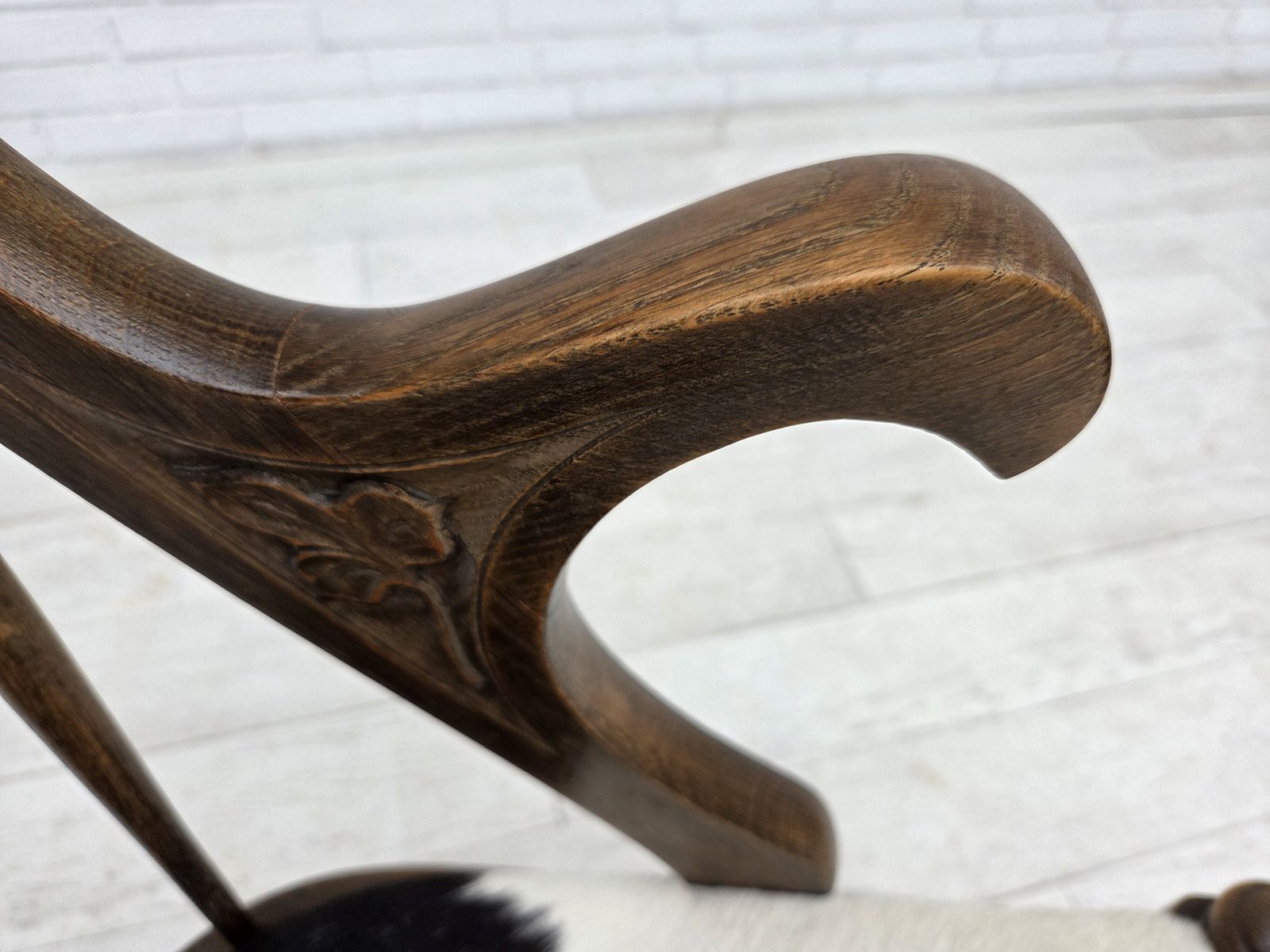 1960s, Danish High Backed Armchair, Reupholstered, Furniture Cowhide, Oak. photo buy