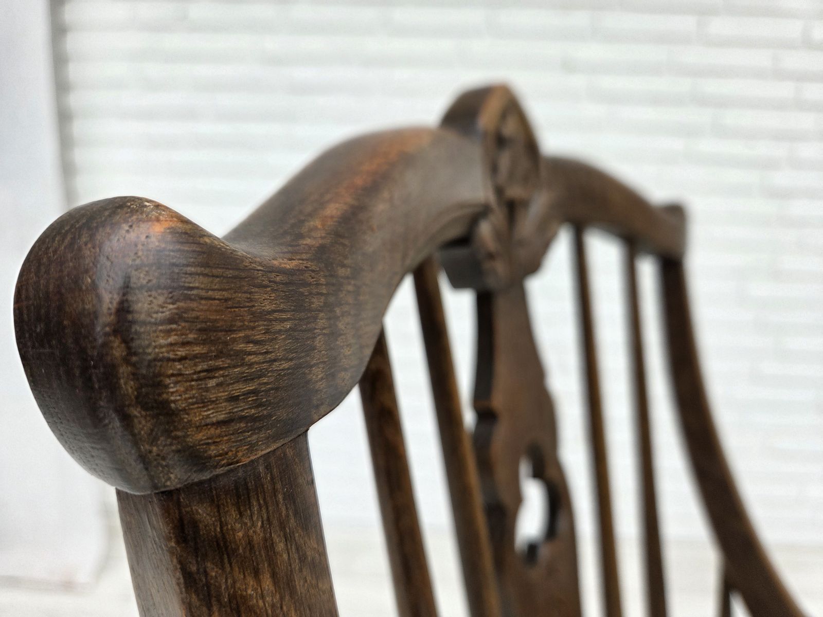 photo buy 1960s, Danish High Backed Armchair, Reupholstered, Furniture Cowhide, Oak.