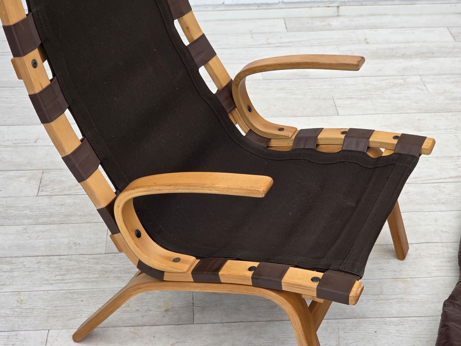 950.0 1970s, Danish Design By Farstrup, Set Of 2 Armchairs, Furniture Leather, Bent Wood. photo