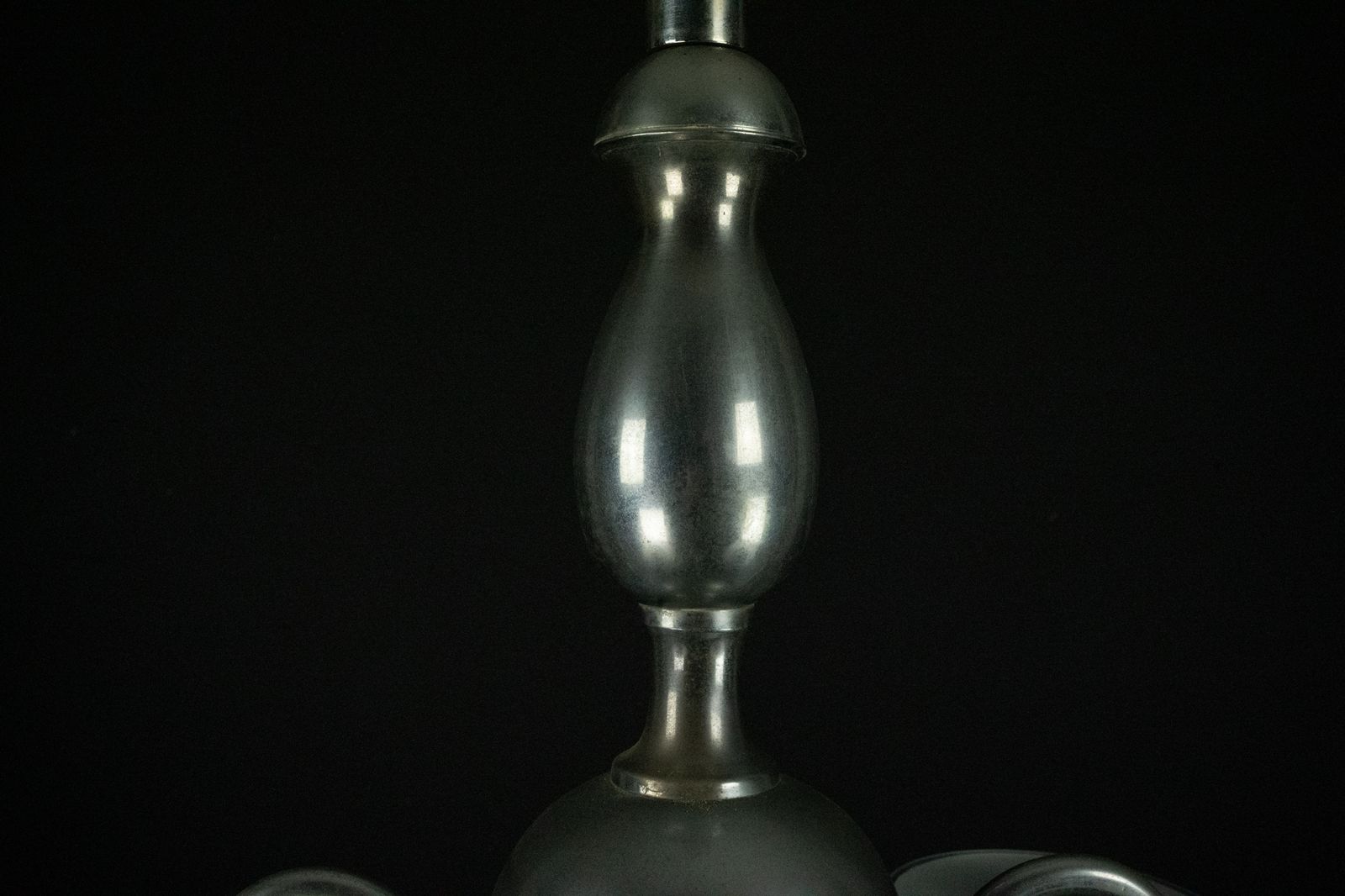 photo vinterior Art Deco Italian Chandelier In Nickel Brass And Frosted Glass, 1930s