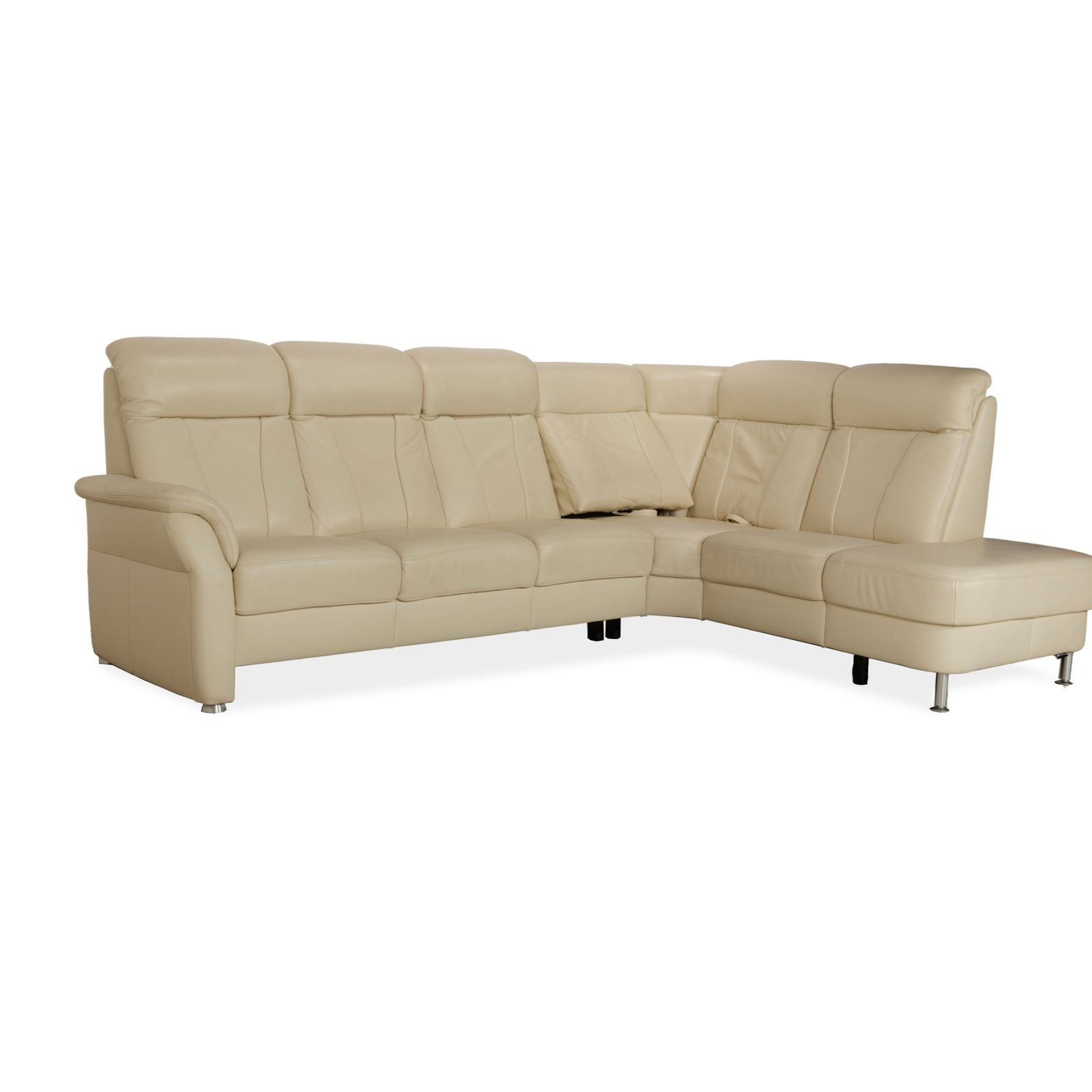 Polinova Leather Corner Sofa Cream Manual Function photo for sale