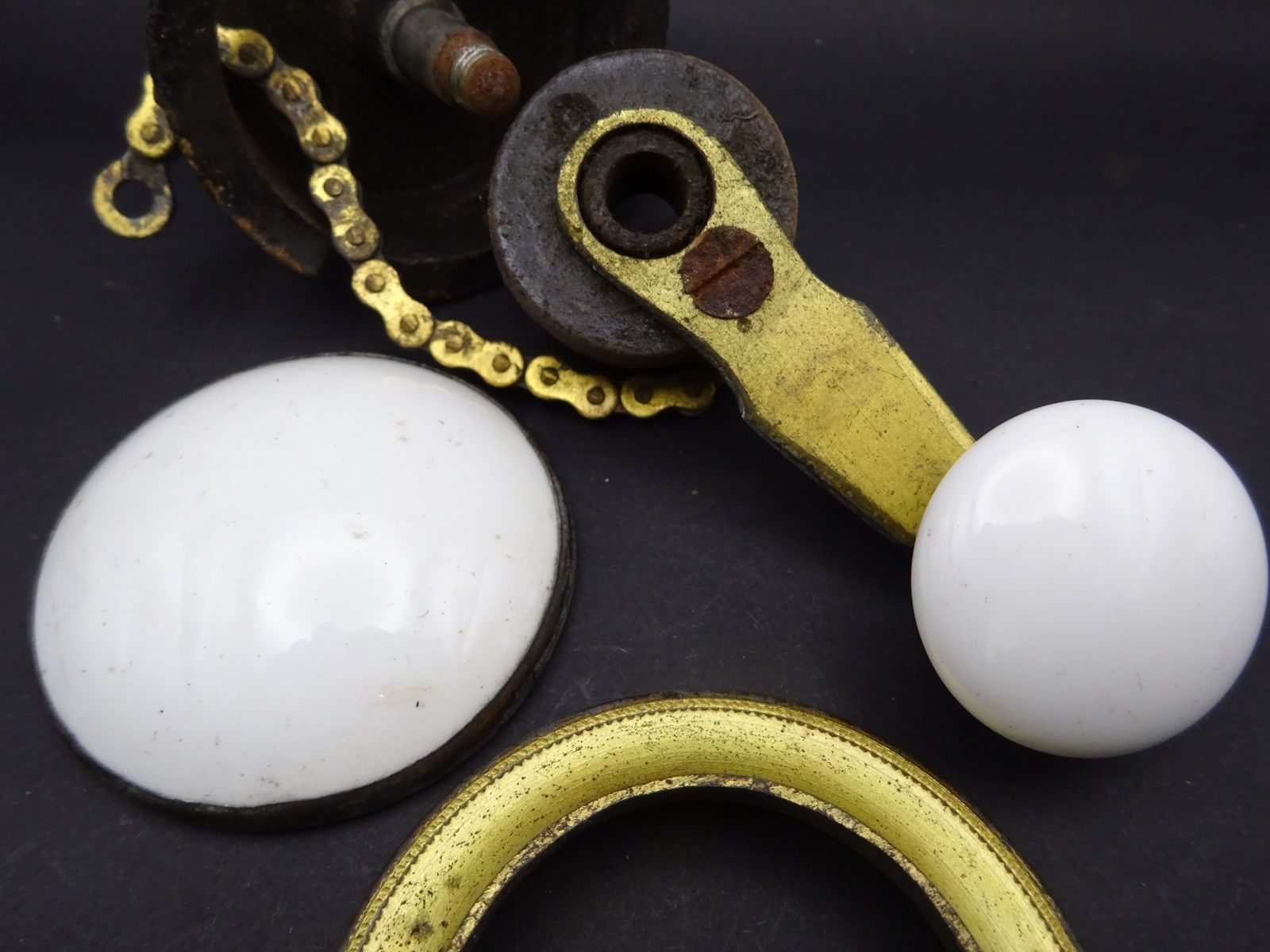 Original Antique Brass And Ceramic Servant/Butler Lever (Bl4) photo 55.0