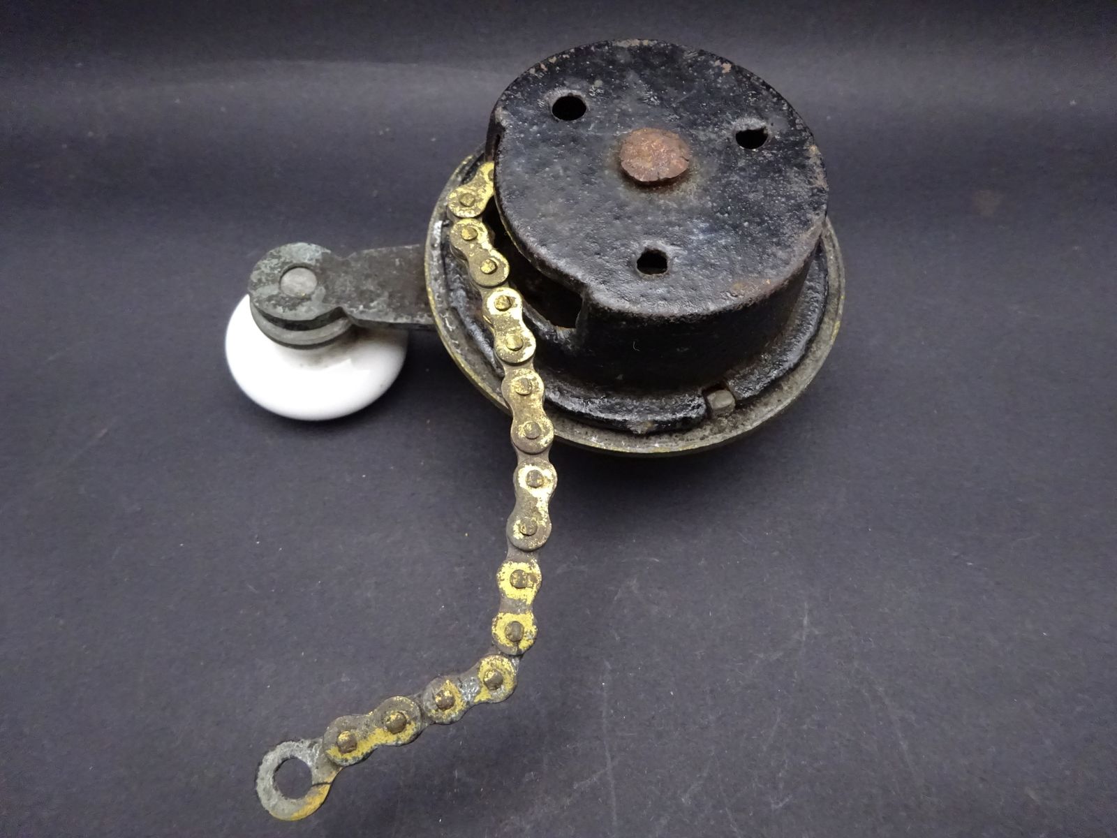 Original Antique Brass And Ceramic Servant/Butler Lever (Bl4) photo vintage