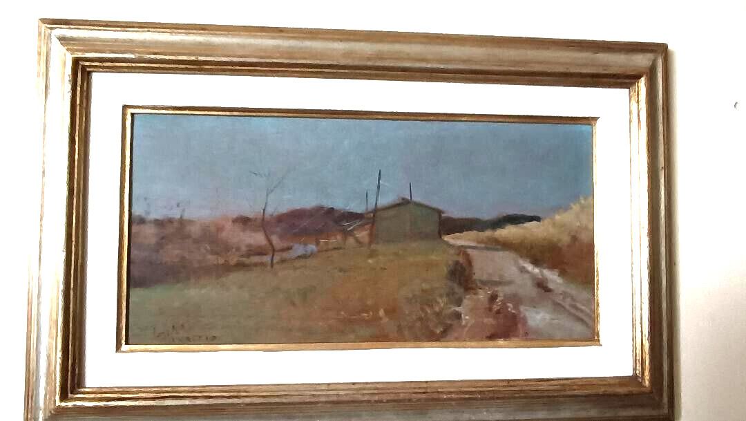 Oil Painting On Panel Landscape Arnaccio Pisa Bruno Loretti (Livorno 1940) photo for sale
