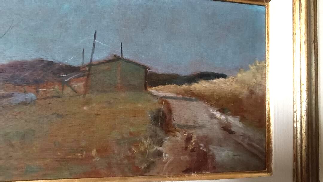 Oil Painting On Panel Landscape Arnaccio Pisa Bruno Loretti (Livorno 1940) photo buy