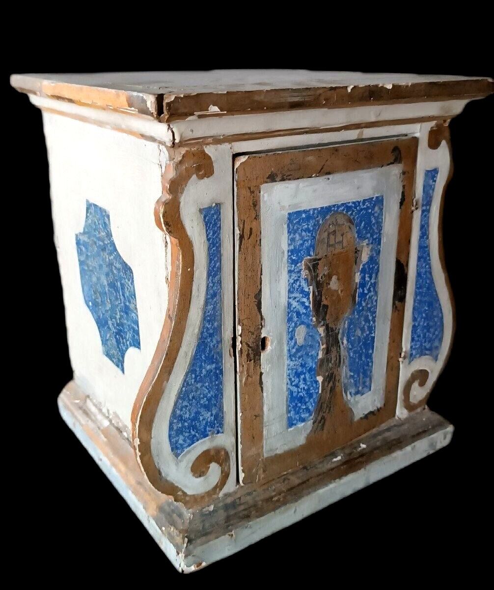 Antique Painted And Gilded Wooden Tabernacle 18th Century Tuscany