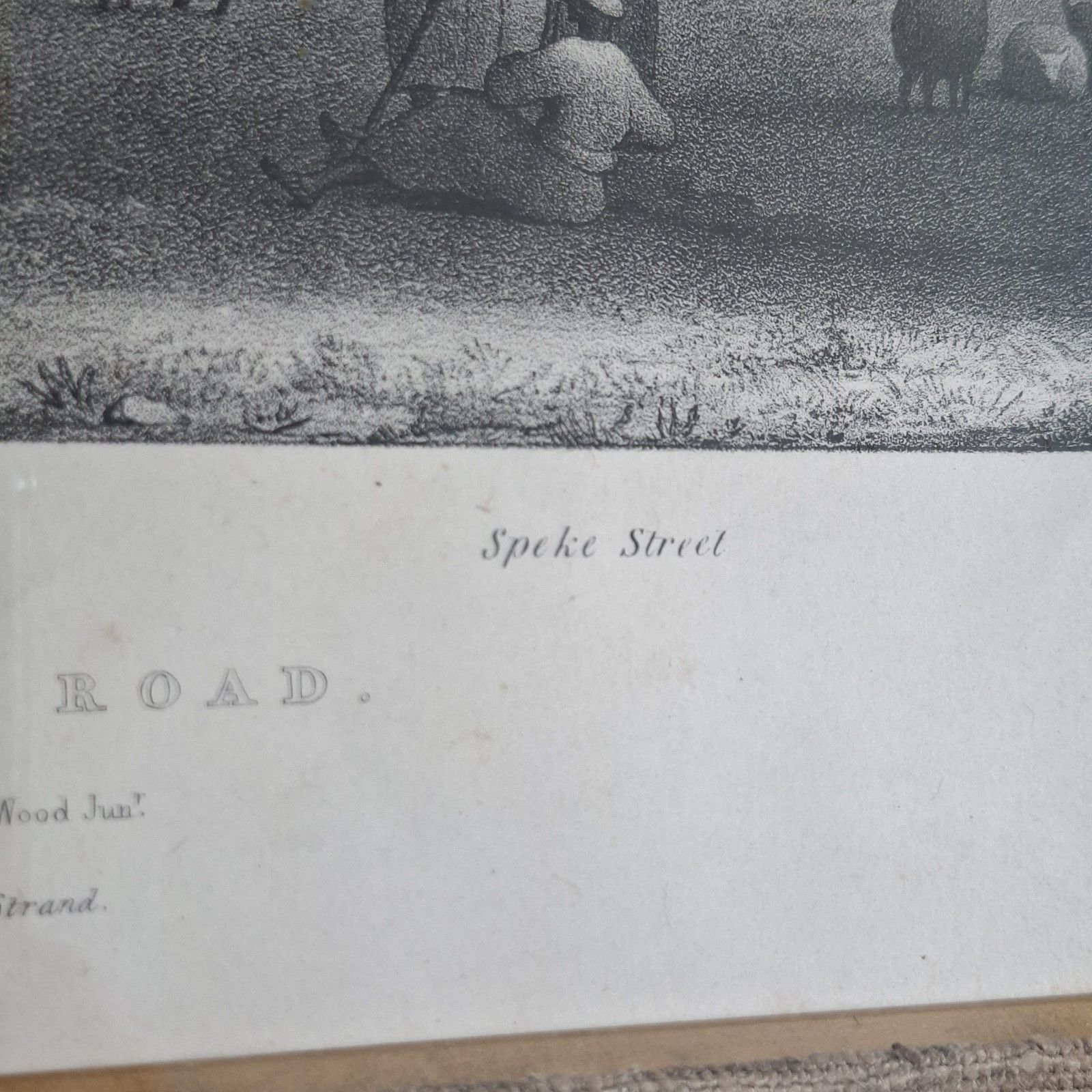 William Wood Lithograph Chowringhee Road Speke Street Calcutta 12 Framed Antique photo Art