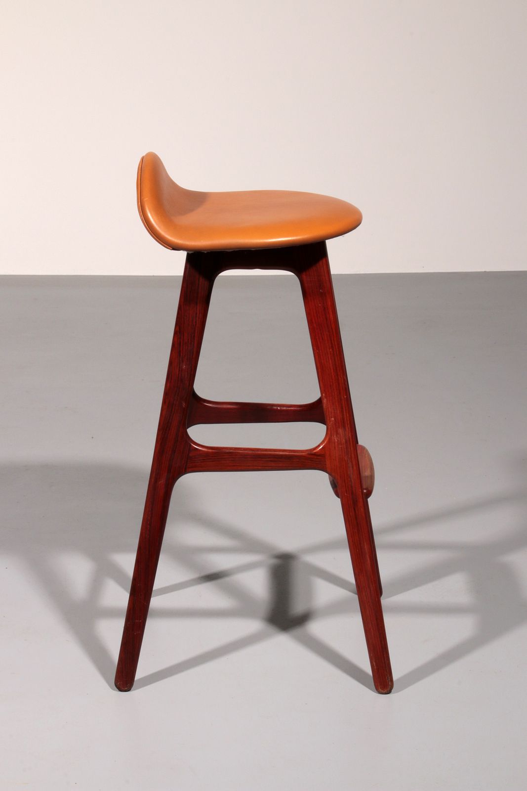 Modern Danish Leather And Wood Model Od 61 Bar Stool By Erik Buch For Oddense Møbelfabrik, 1964 photo Furniture