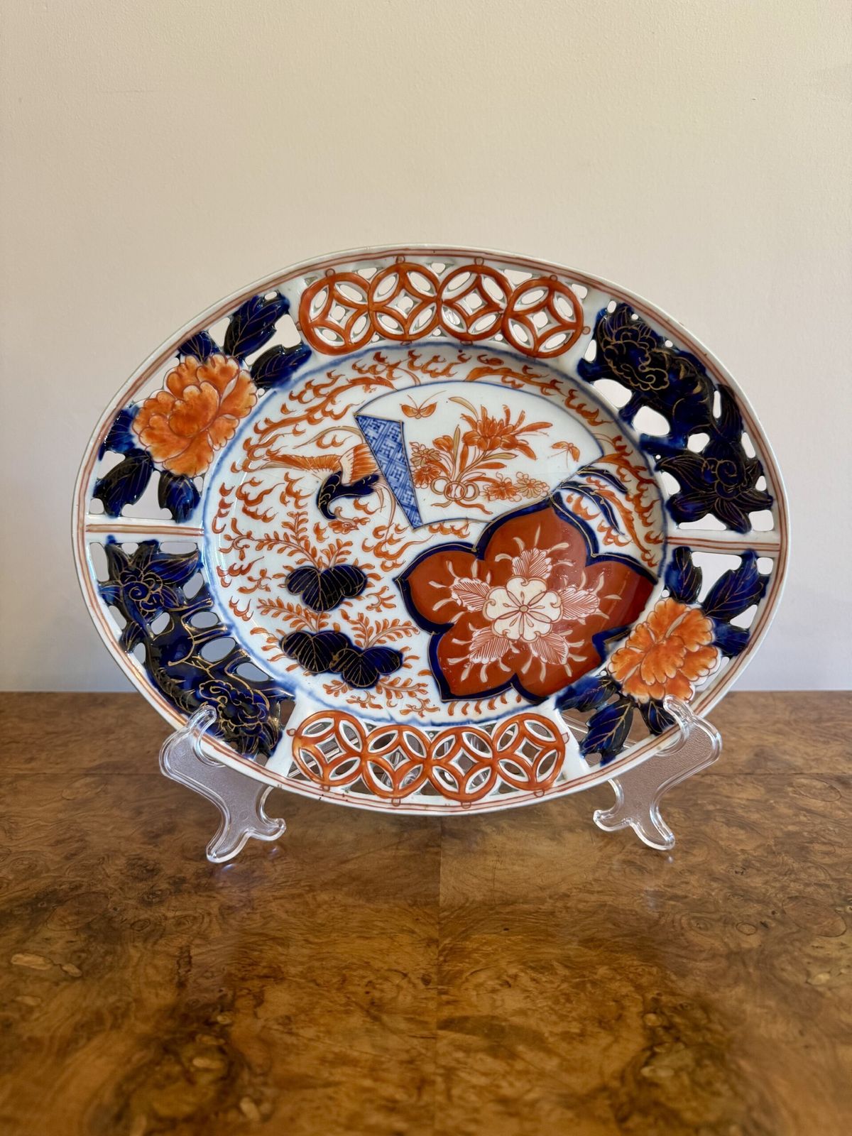 Unusual Quality Antique Japanese Imari Oval Plate photo for sale