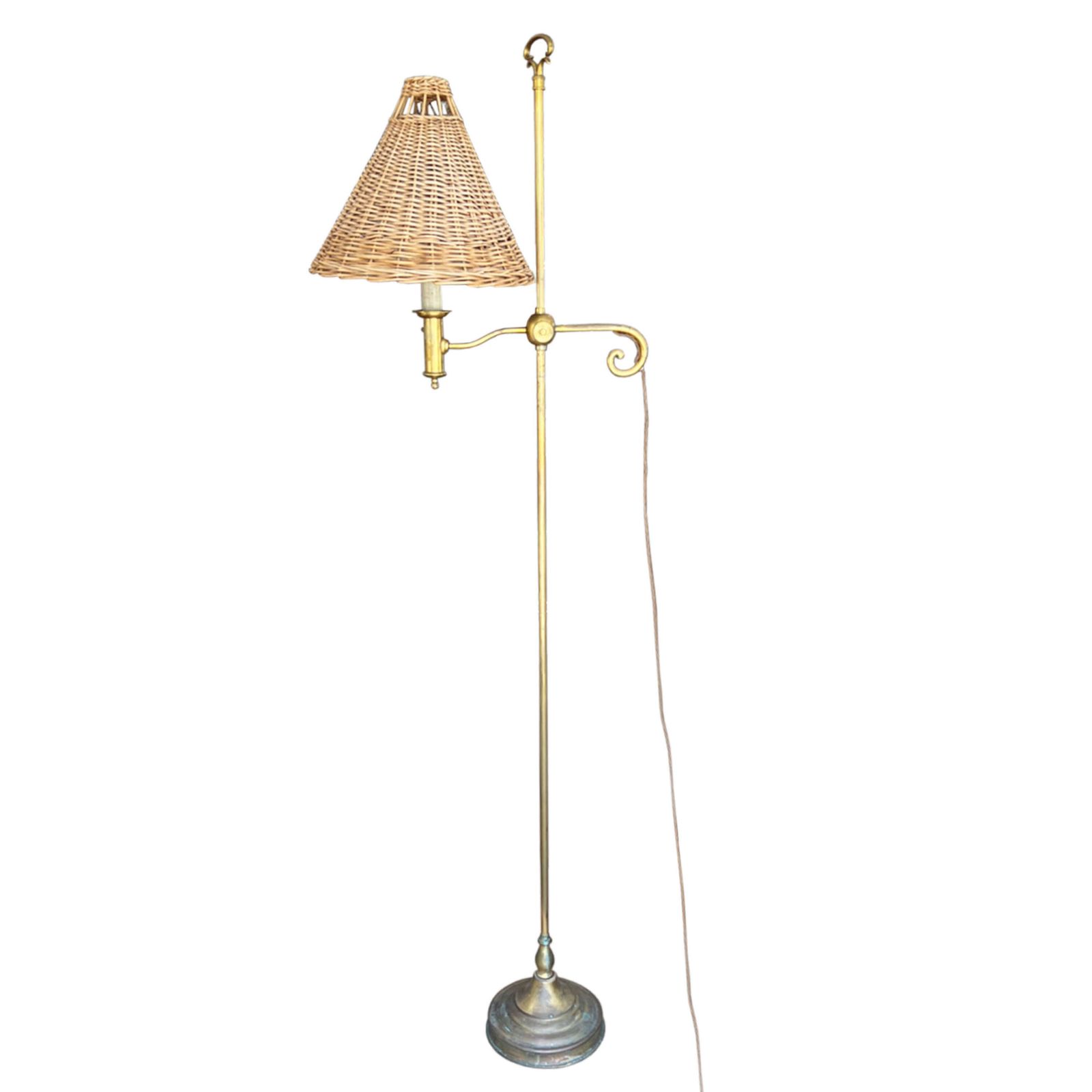 Spanish 1950s Patinated Brass Floorlamp With 'Candle' Fitting