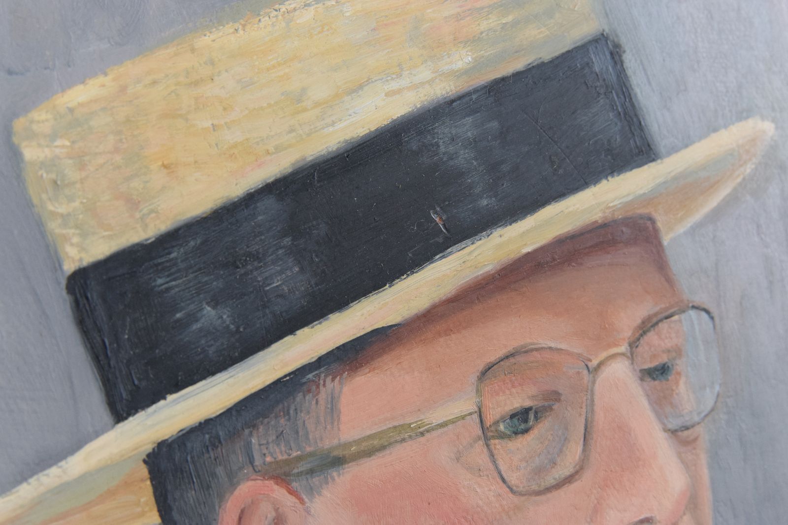 Vintage Original 1960s Oil On Board Portrait Painting Of A Butcher By Cynthia Oliver photo vinterior