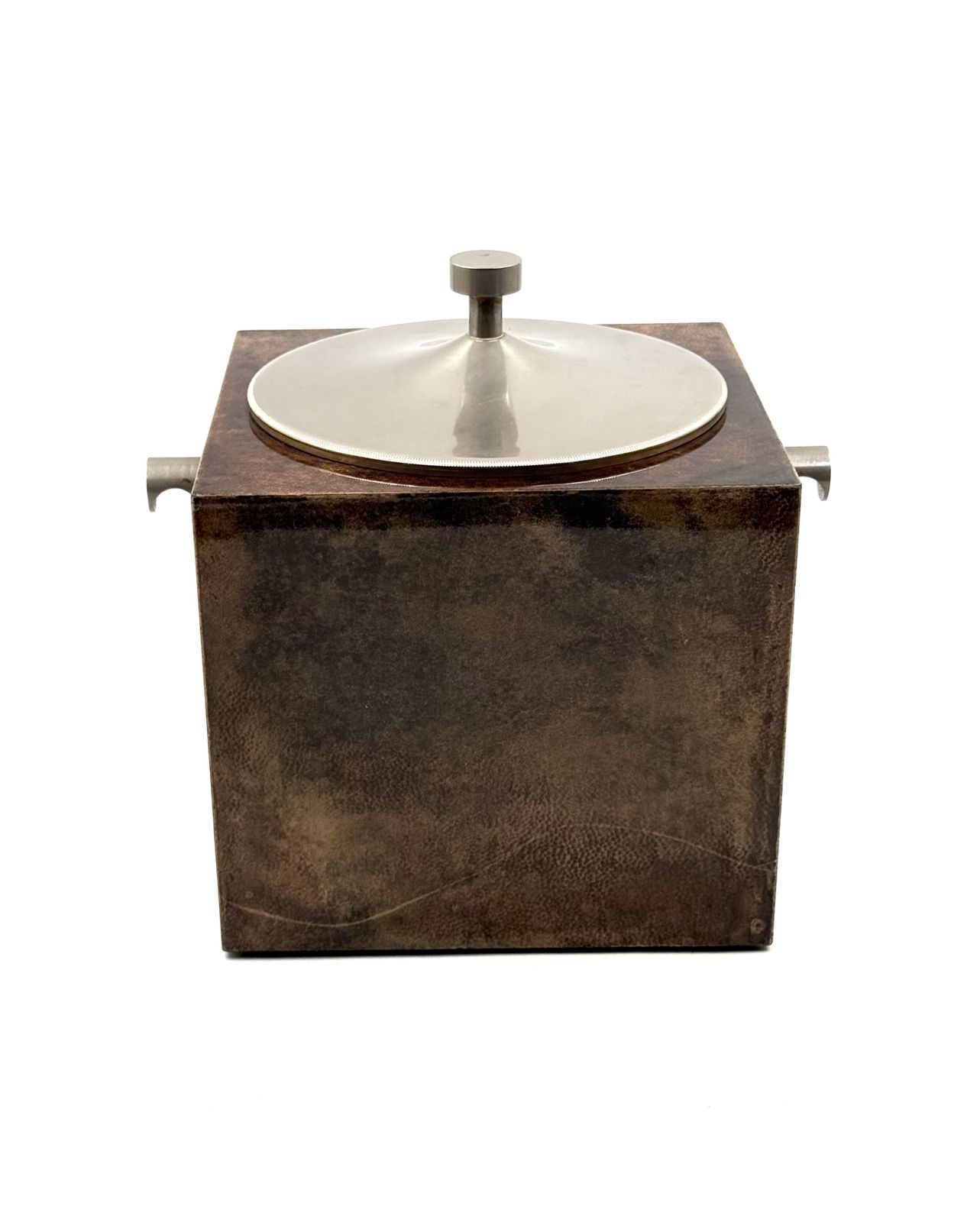 Home Decor Mid Century Brown Parchment Ice Bucket, Aldo Tura Italy 1950s photo