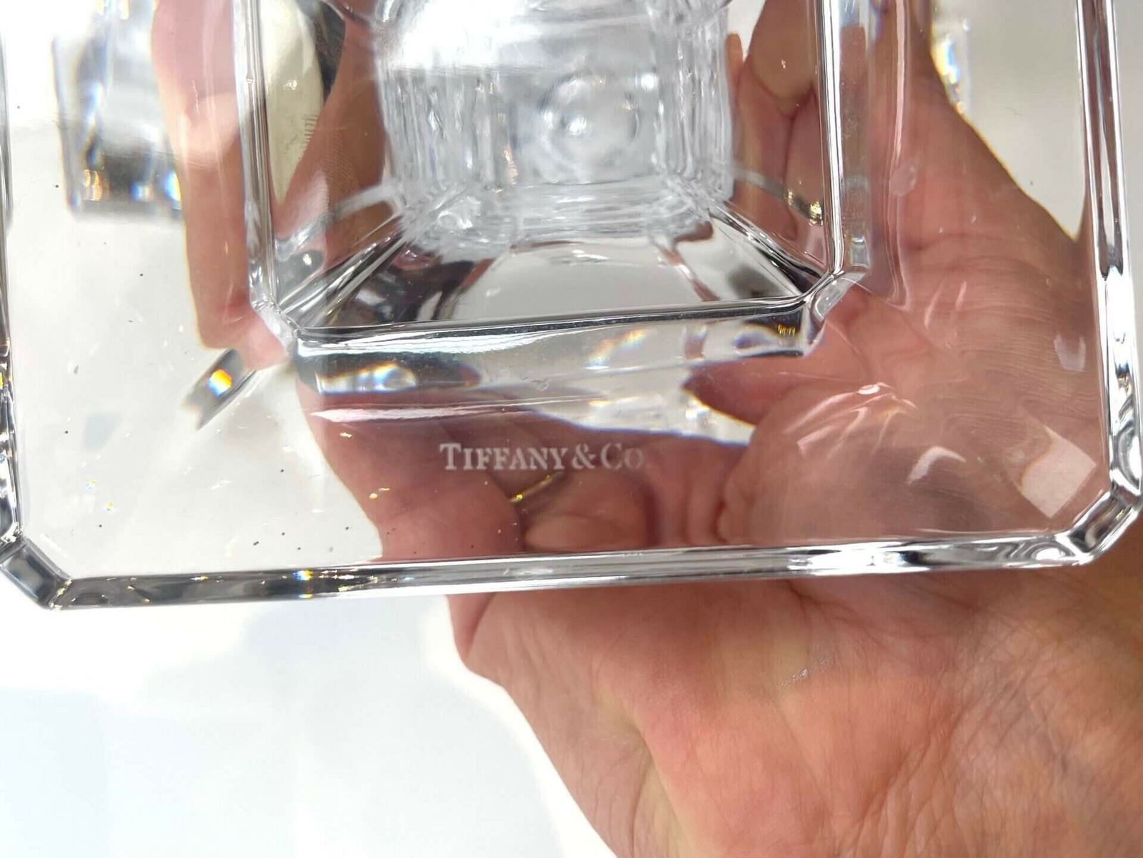 Tiffany&Co Crystal Square Candle Holder photo for sale