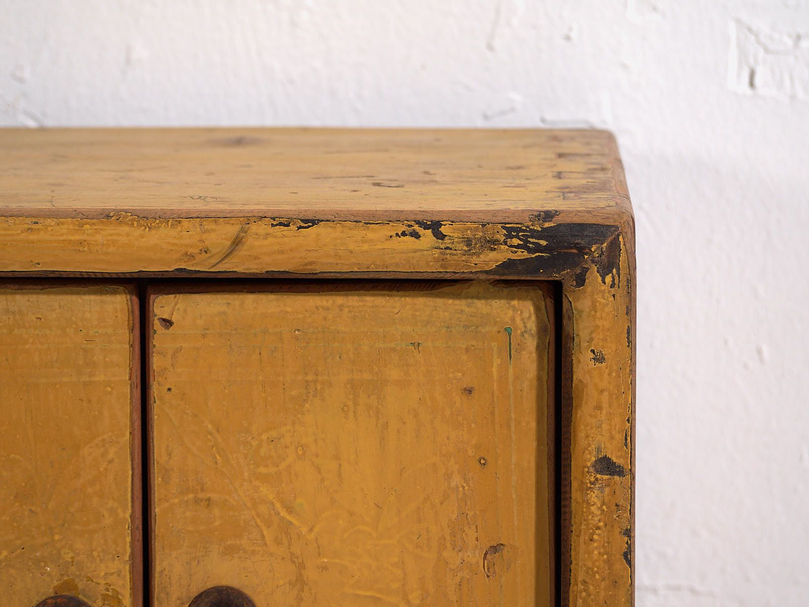 Furniture Antique Yellow Base Cabinet (C.1900) #19 photo