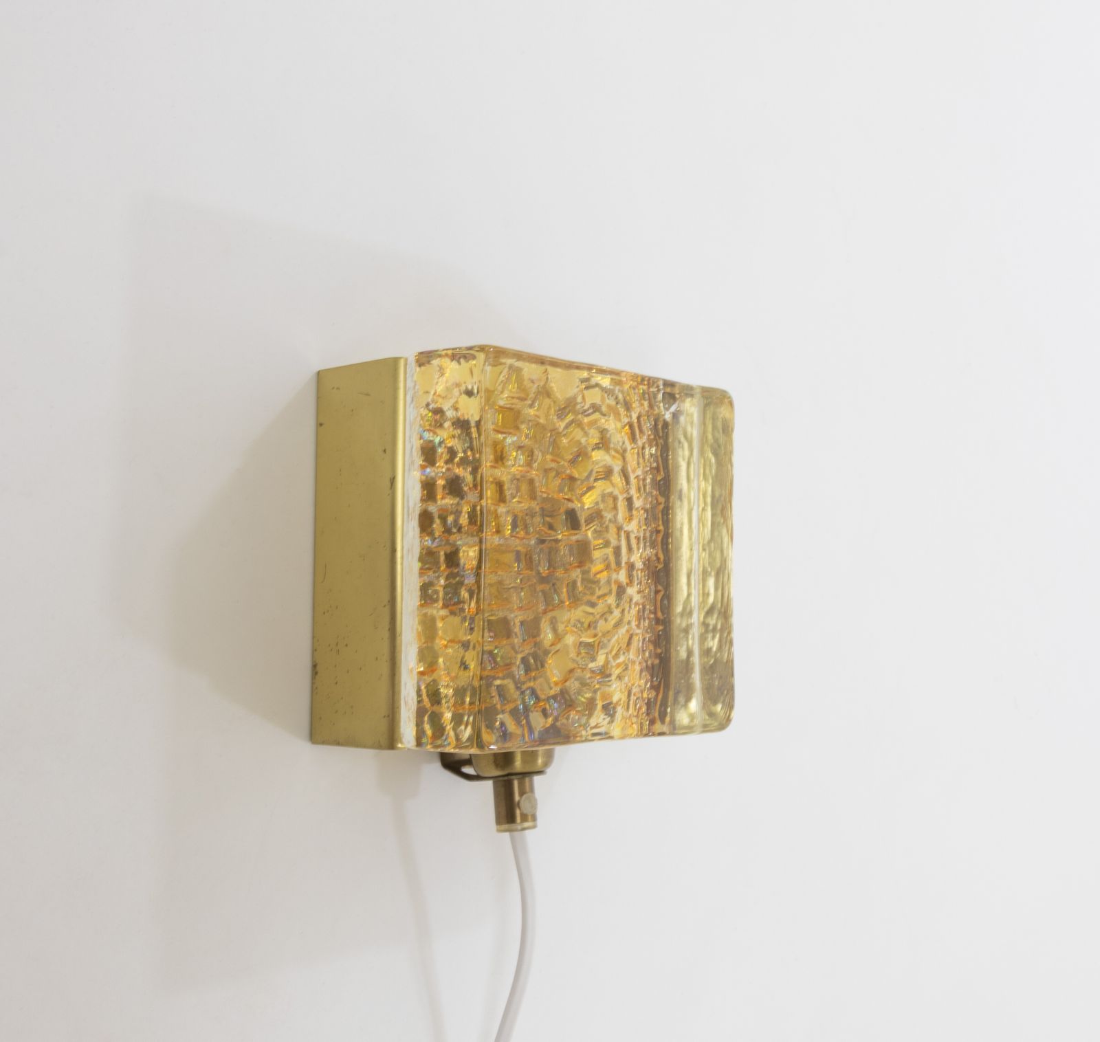 Kalmar Glass And Brass Wall Lamp In Gold By Vitrika, 1970s photo vinterior