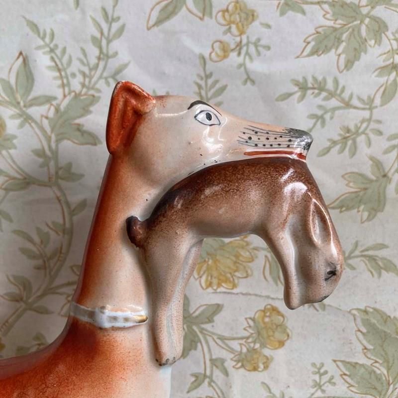 Pair Of Staffordshire Pottery Greyhounds photo vintage
