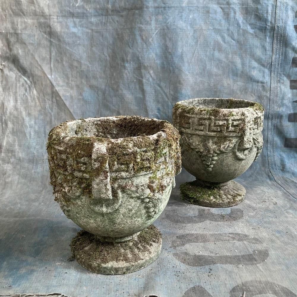photo furniture Pair Of Mossy Planters, Late 20th Century