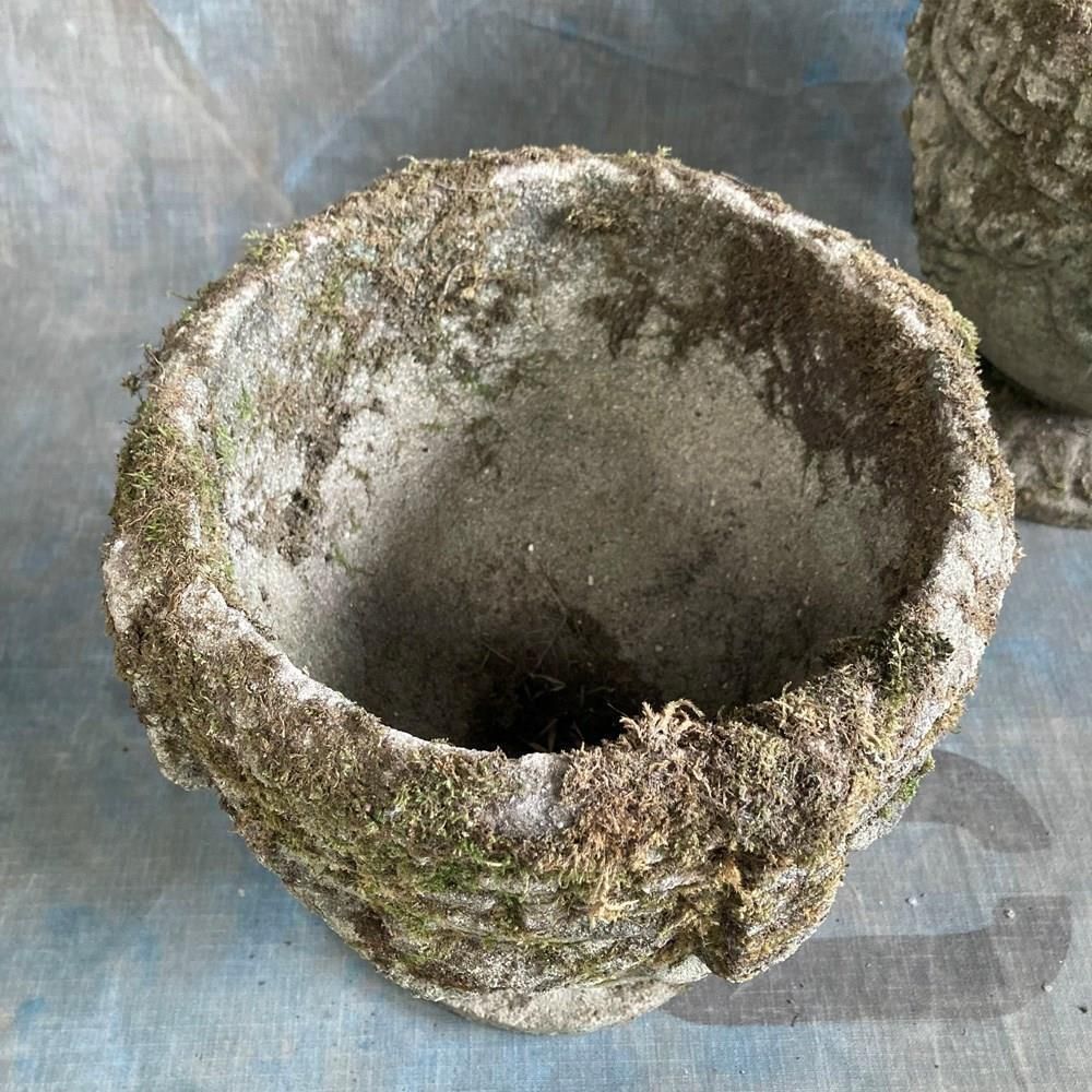 photo for sale Pair Of Mossy Planters, Late 20th Century