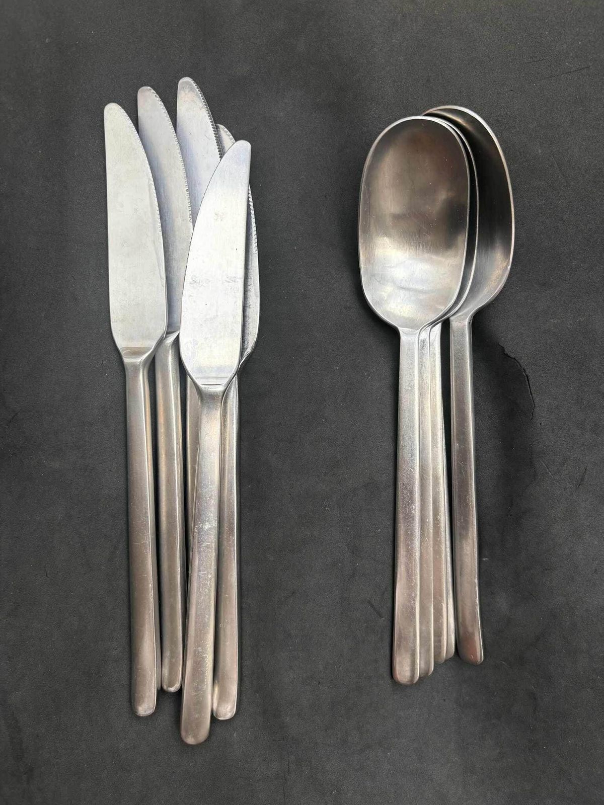Vintage Ikea Data Flatware Stainless Steel Carl Gustaf Jahnsson 5 Knives And 5 Spoons Vintage 90s Post Modern Design Every Day Cutlery photo vinterior