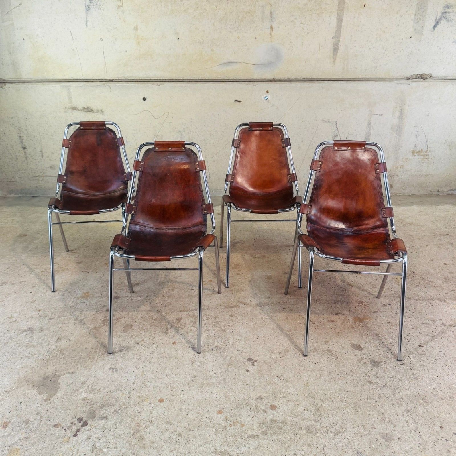 4 Les Arcs Chair – Tan Leather Iconic 1960s Design By Charlotte Perriand #474 photo furniture