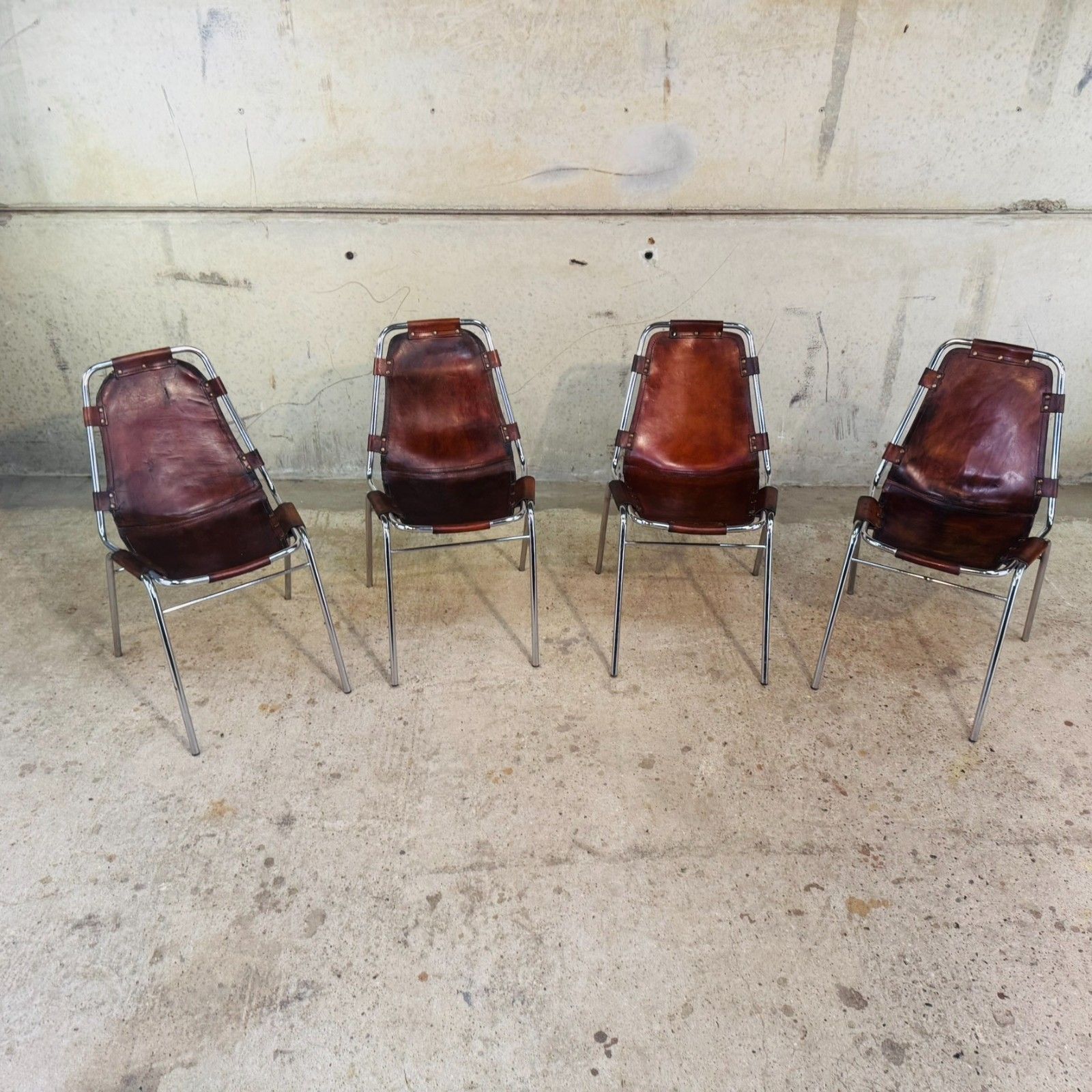 4 Les Arcs Chair – Tan Leather Iconic 1960s Design By Charlotte Perriand #474 photo for sale