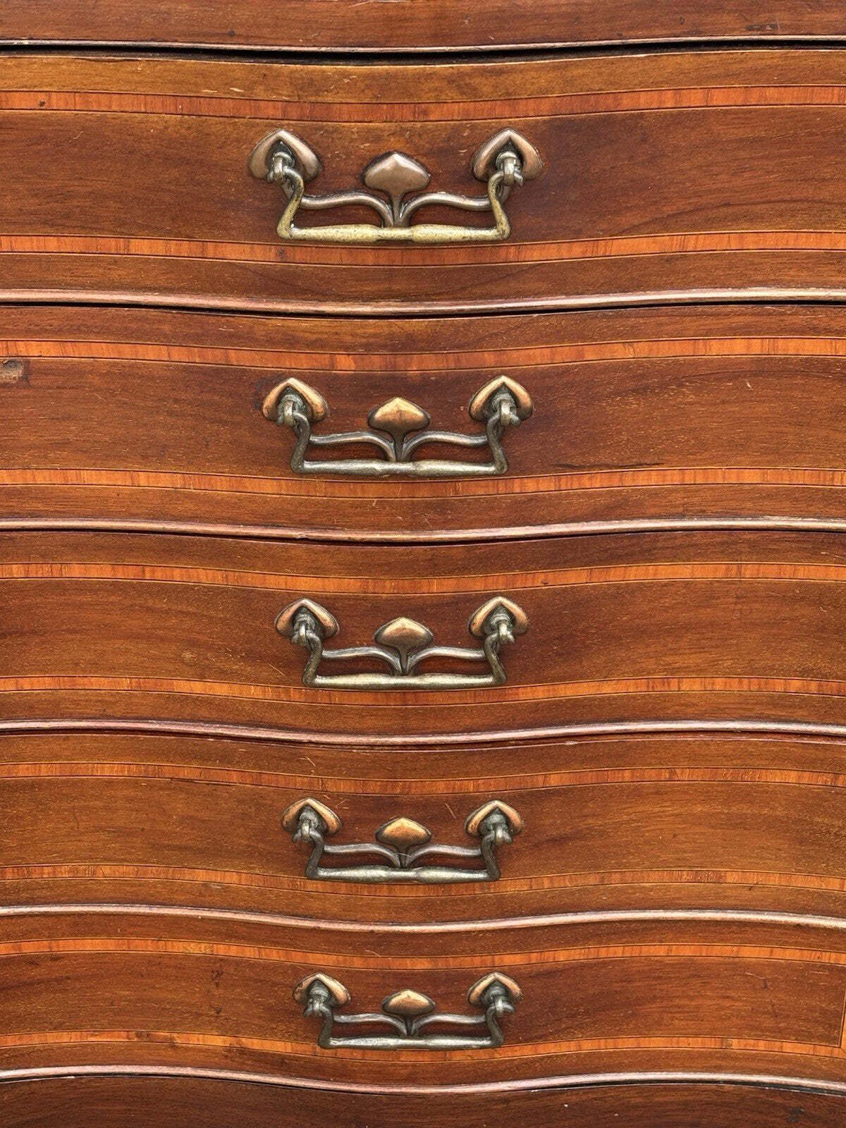 Art Noveau Inlaid Mahogany Set Of Drawers, Tulip Handles. photo Furniture