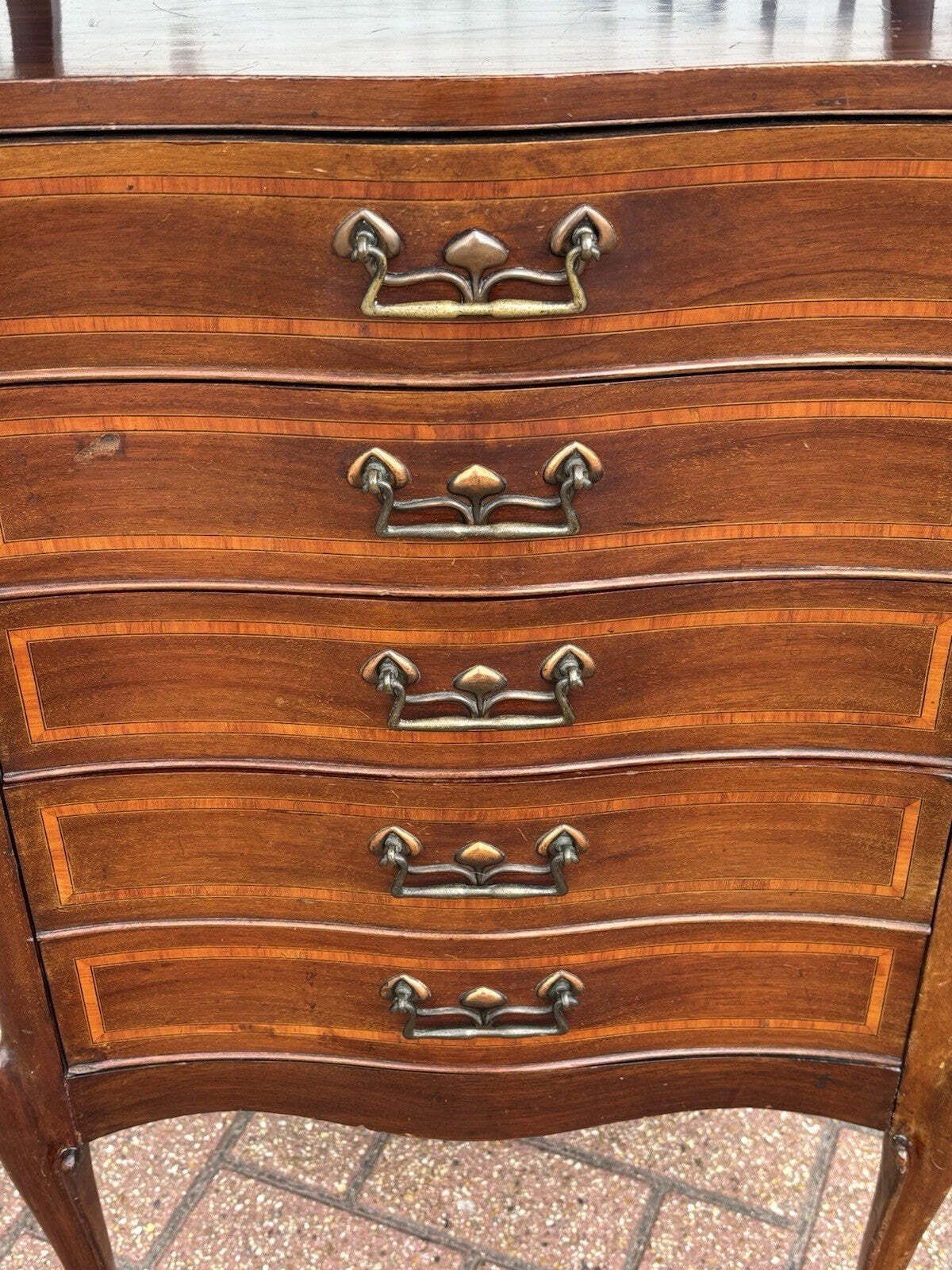 Art Noveau Inlaid Mahogany Set Of Drawers, Tulip Handles. photo buy