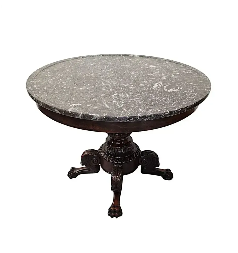 A Very Rare Large 19th Century Marble Top Centre Table With Claw Foot photo for sale