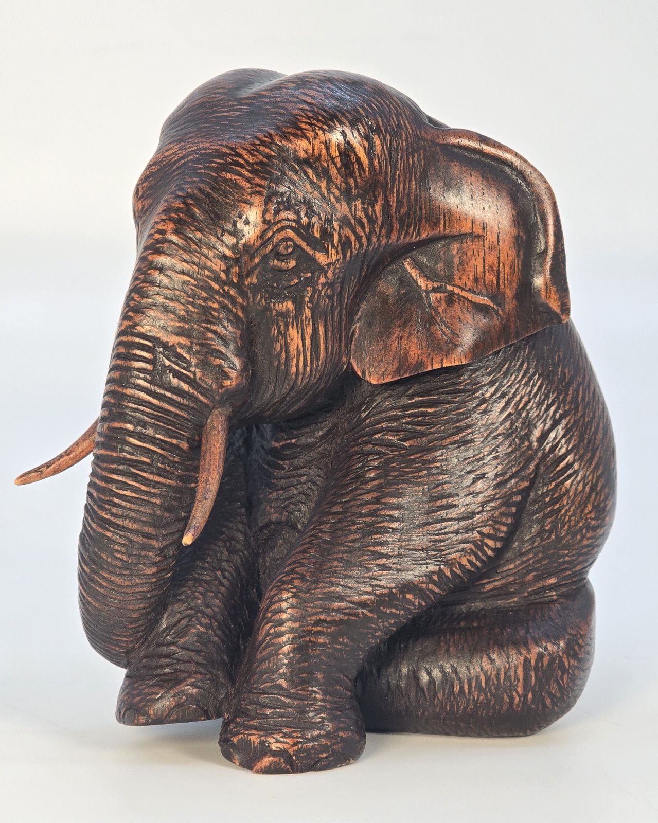 Antique Hardwood Study Of A Seated Elephant, Circa 1890 photo furniture
