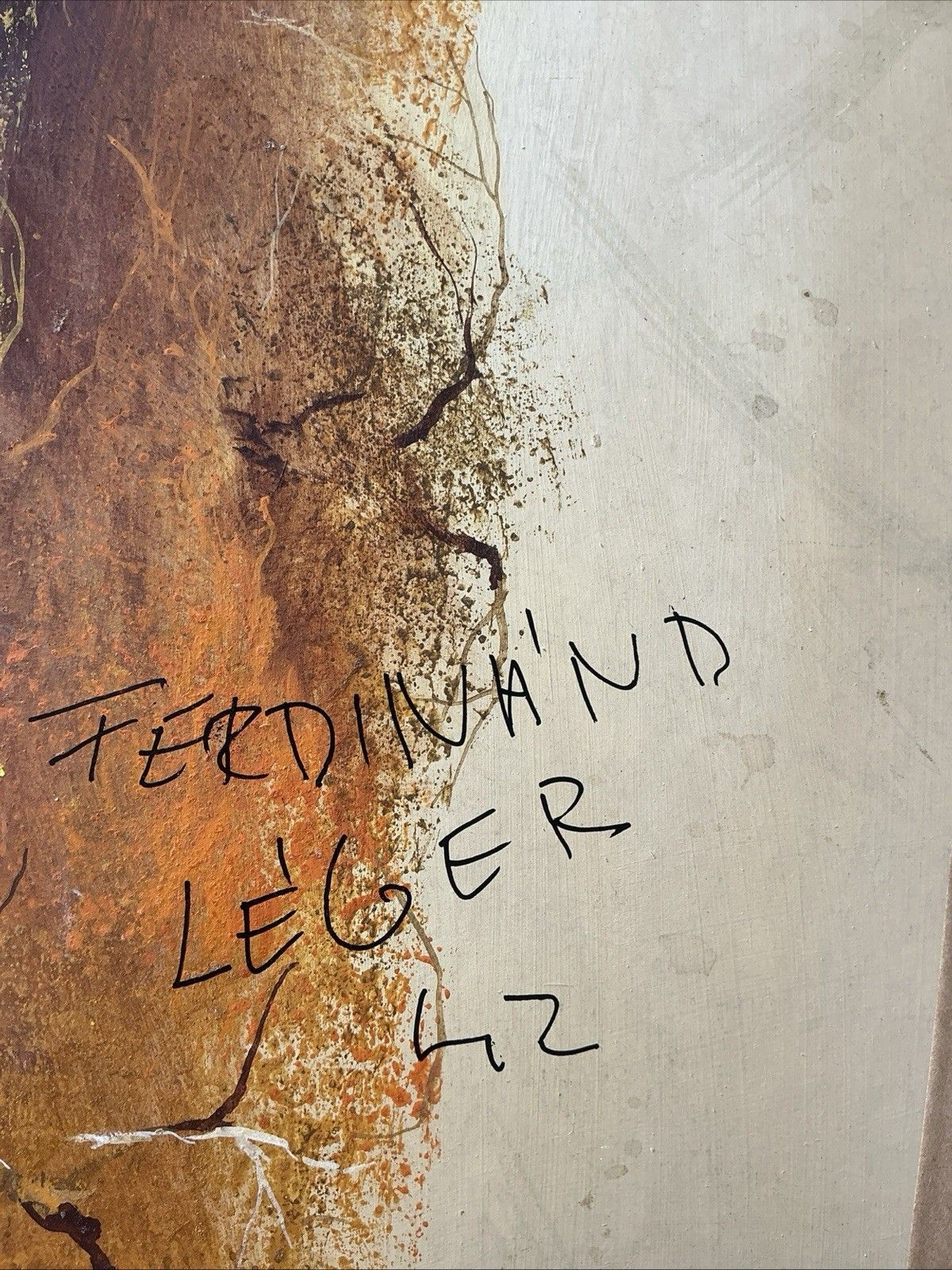 Beautiful Painting Fernand Leger Painting Oil On Board French  Painter Old photo for sale