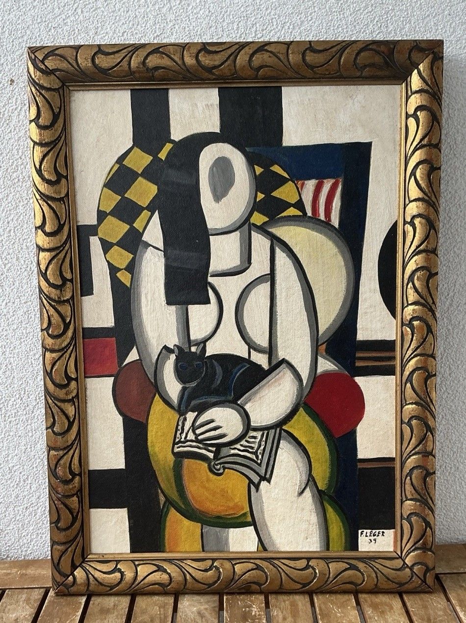 Beautiful Painting Fernand Leger Painting Oil On Bauhaus French  Painter Old
