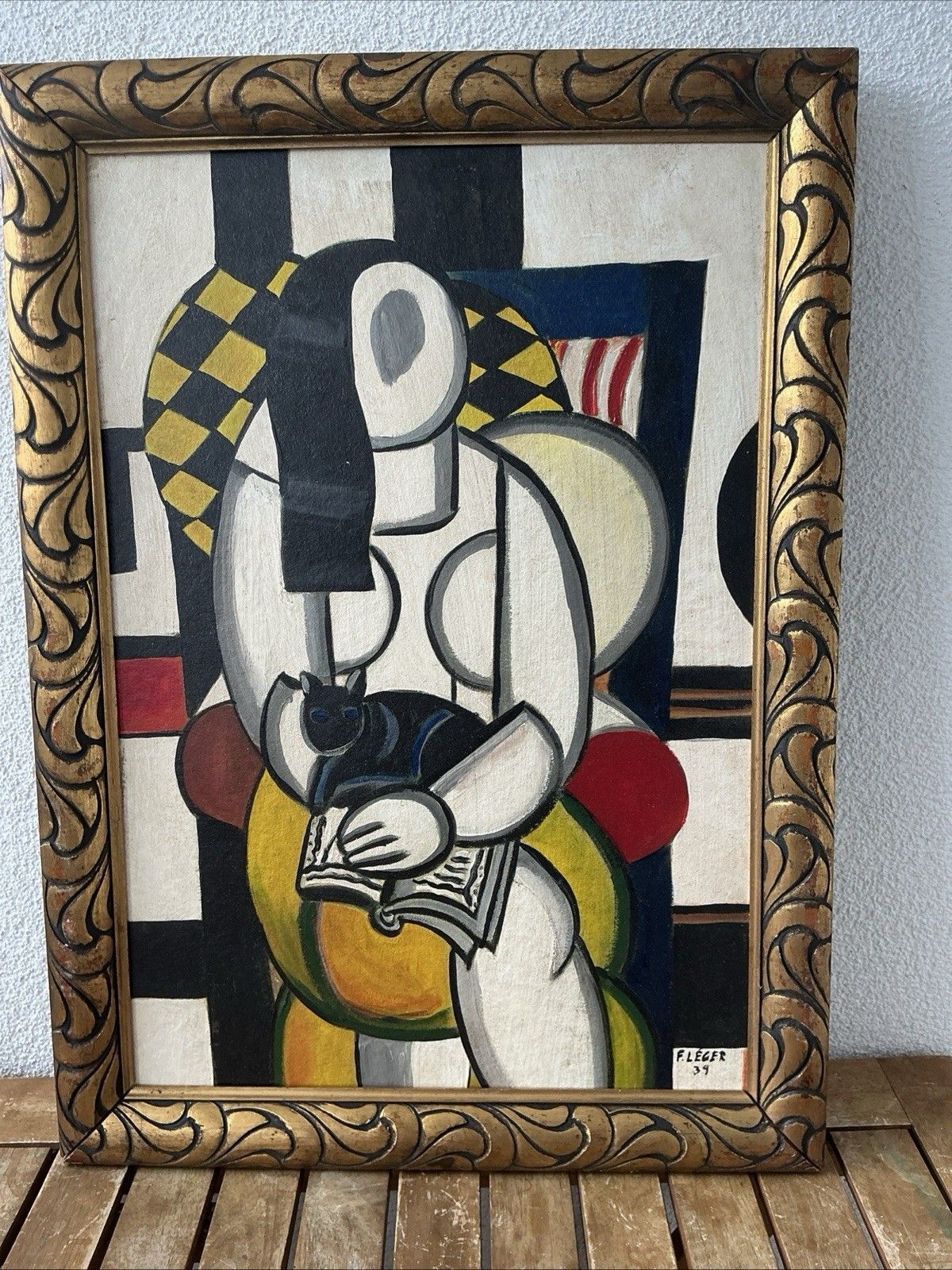 Beautiful Painting Fernand Leger Painting Oil On Bauhaus French  Painter Old photo vinterior