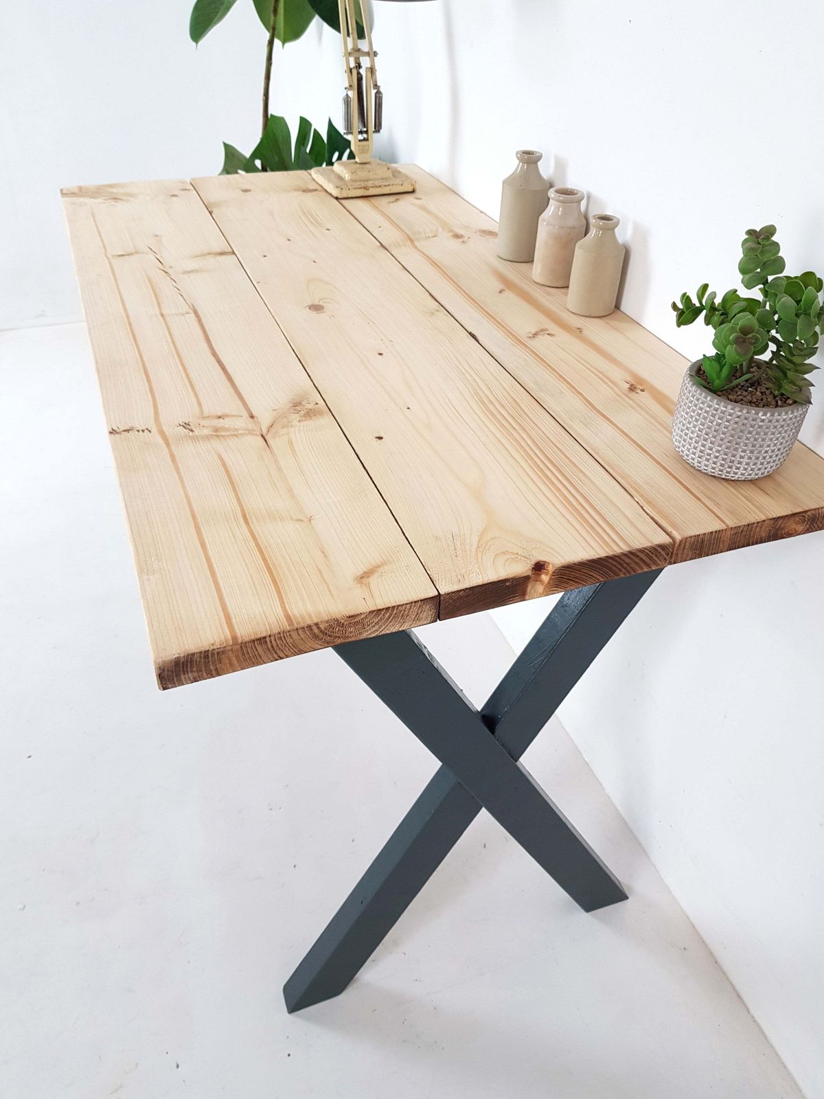 photo furniture Solid Wood Modern Style X Frame Desk Home Office