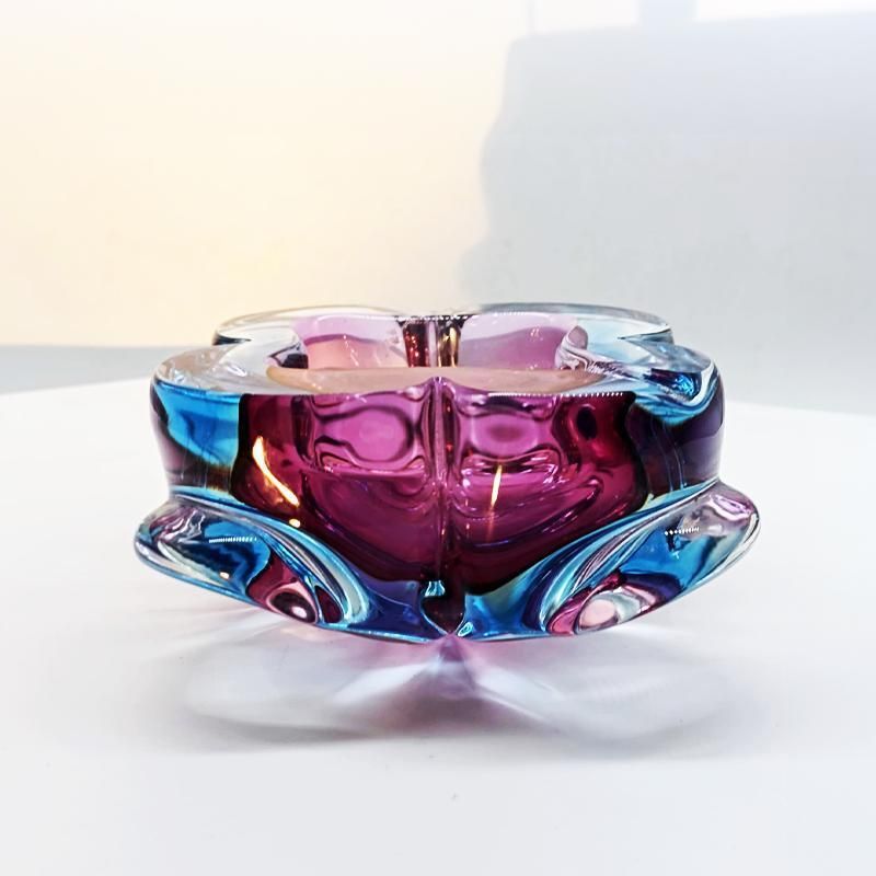 1960s Stunning Pink And Sky Blue Ashtray Or Catch All In Murano Glass. Made In Italy. photo furniture