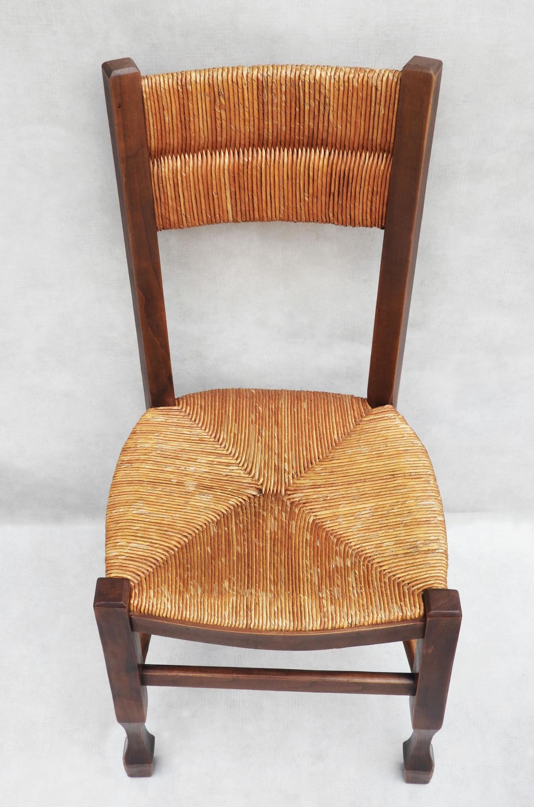 Set Of 6 Provincial French Woven Rush Chairs C1950s photo vintage