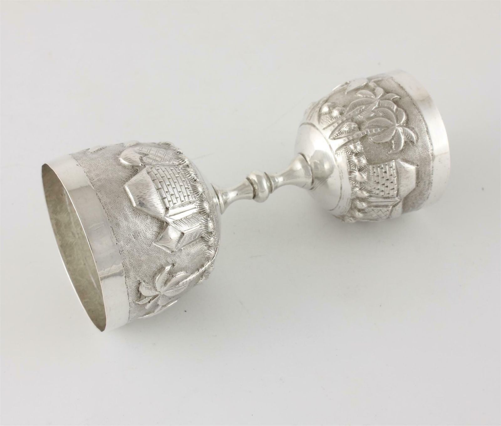 Indian Silver Spirit Drinks Measure. Double Ended Cocktail Bar Jigger. photo 245.0