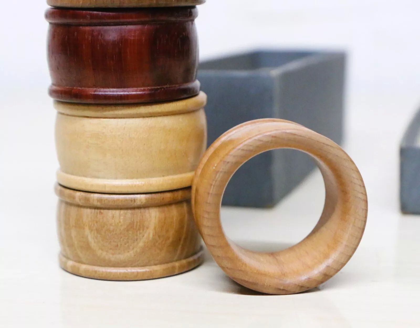 Set Of 6 Mills & Moore 1960's Wooden Ring Napkin Holders For Design Ctr London Mcm photo Home Decor