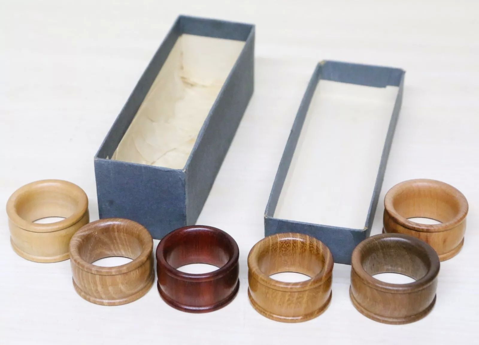 Set Of 6 Mills & Moore 1960's Wooden Ring Napkin Holders For Design Ctr London Mcm photo 58.0