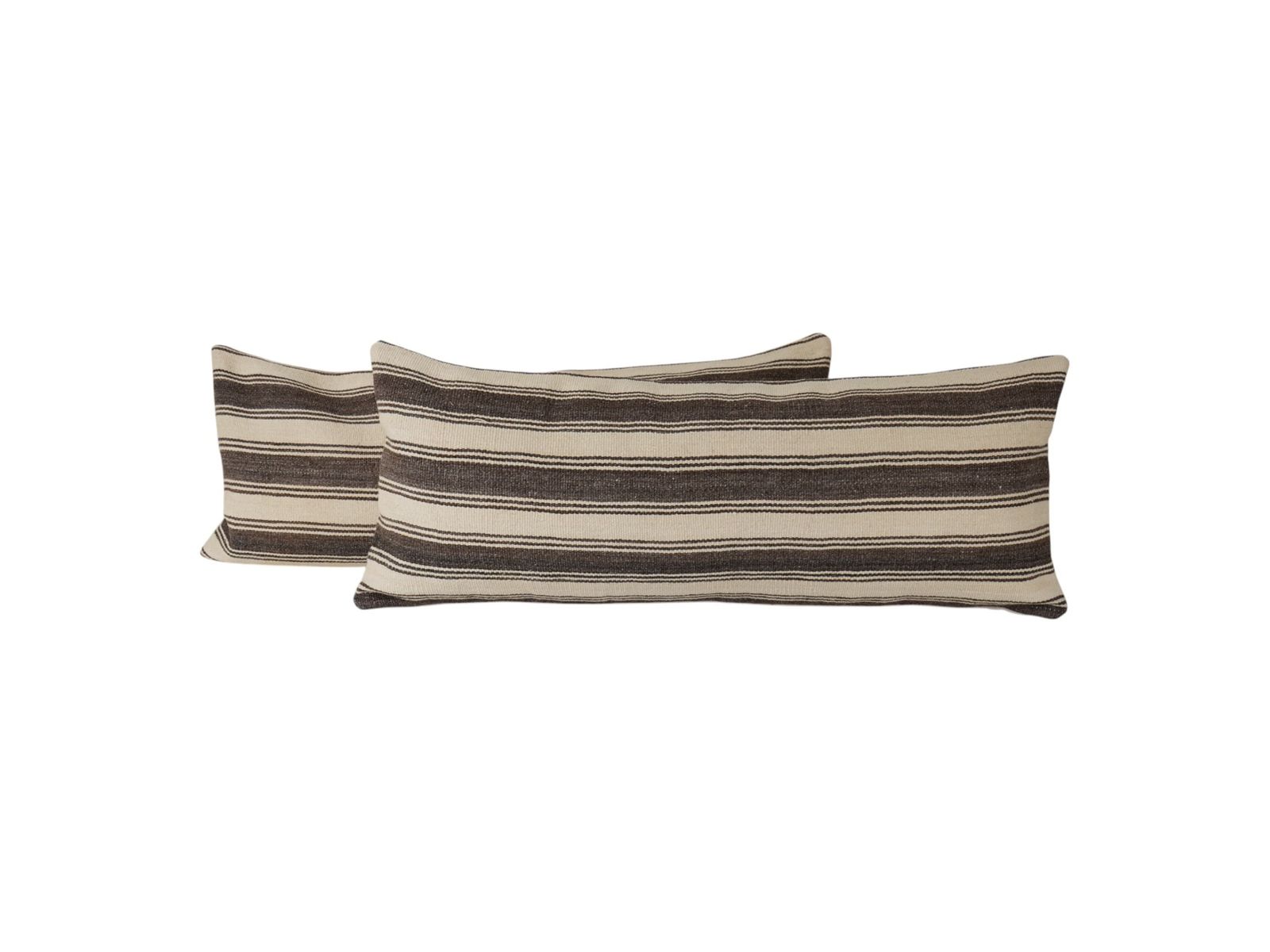 Ethnic Wool Turkish Lumbar Kilim Pillow Cover, Striped Geometric Patterned Anatolian Kilim Pillow, Bedding Kilim Pillow Cover