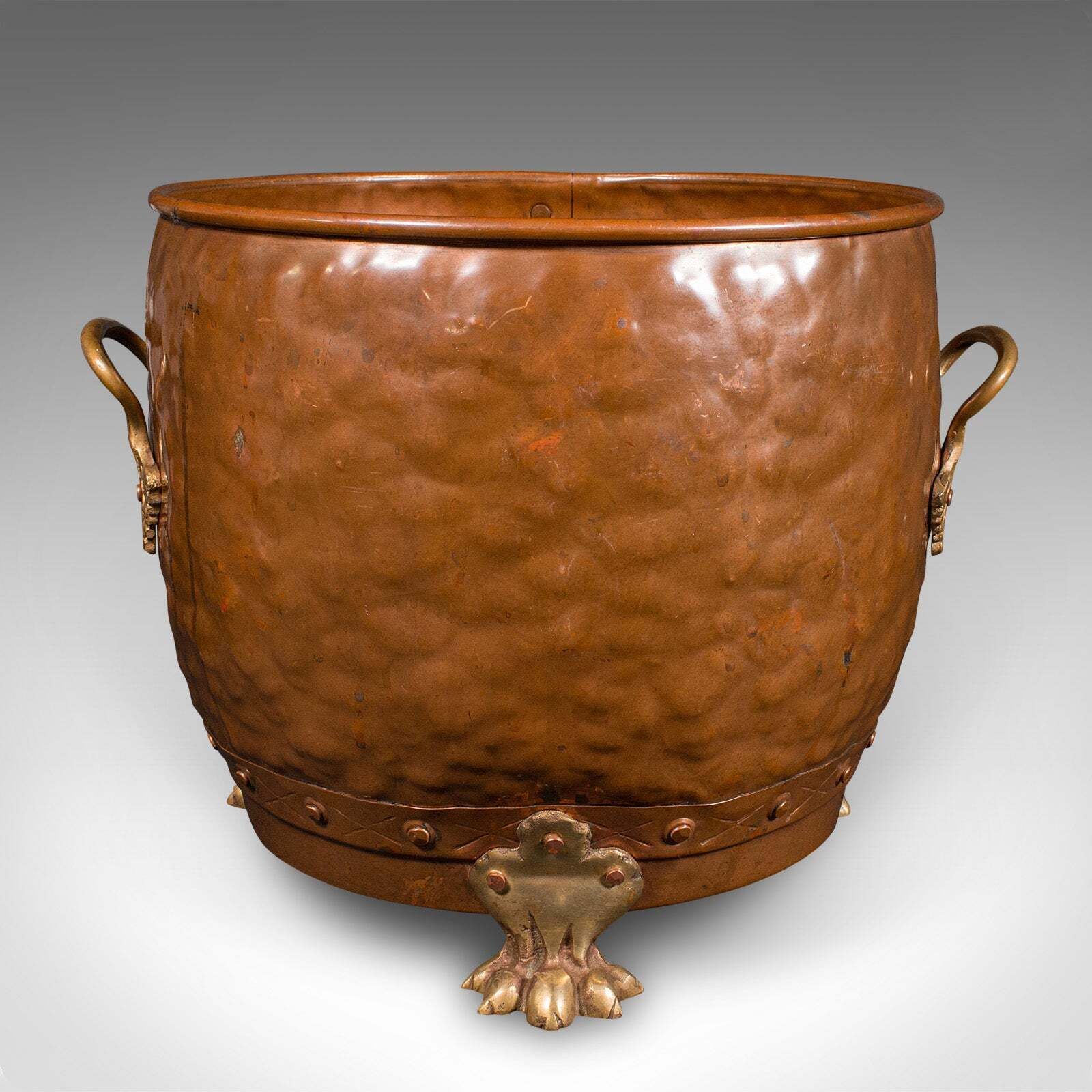 Antique Fireside Store, English, Handbeaten Copper, Coal Bin, Victorian, C.1900 photo Home Fixtures