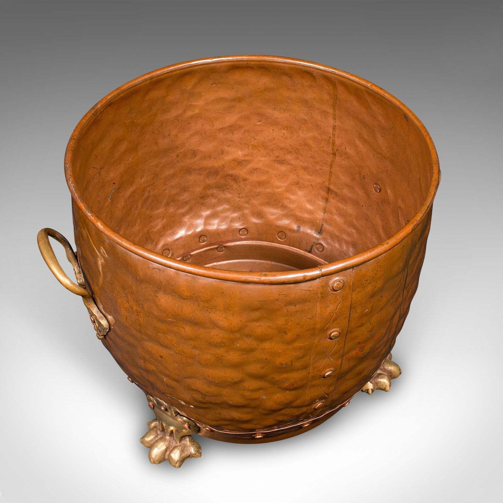 Antique Fireside Store, English, Handbeaten Copper, Coal Bin, Victorian, C.1900 photo vinterior