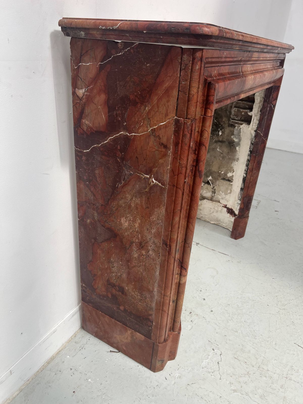 Home Fixtures Louis Philippe Fireplace In Red Breccia Marble, 19th Century photo