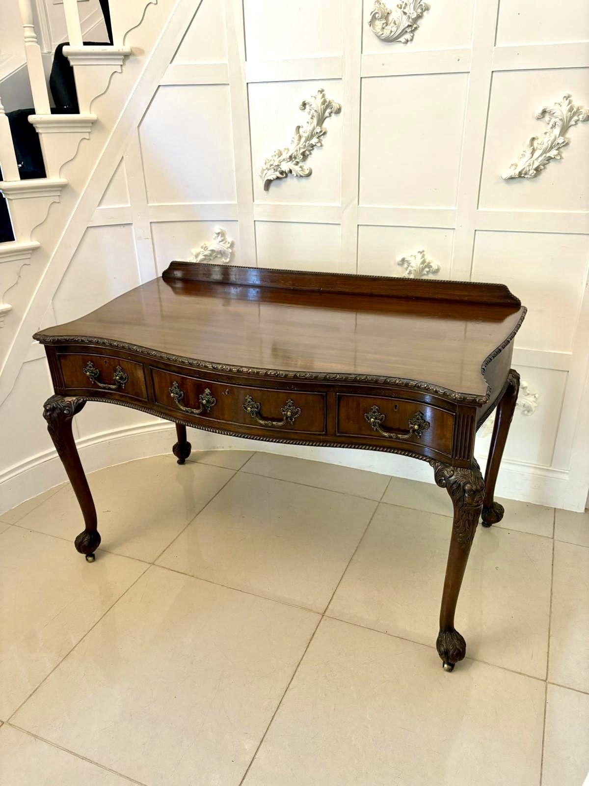 photo for sale Antique 19th Century Quality Carved Mahogany Desk