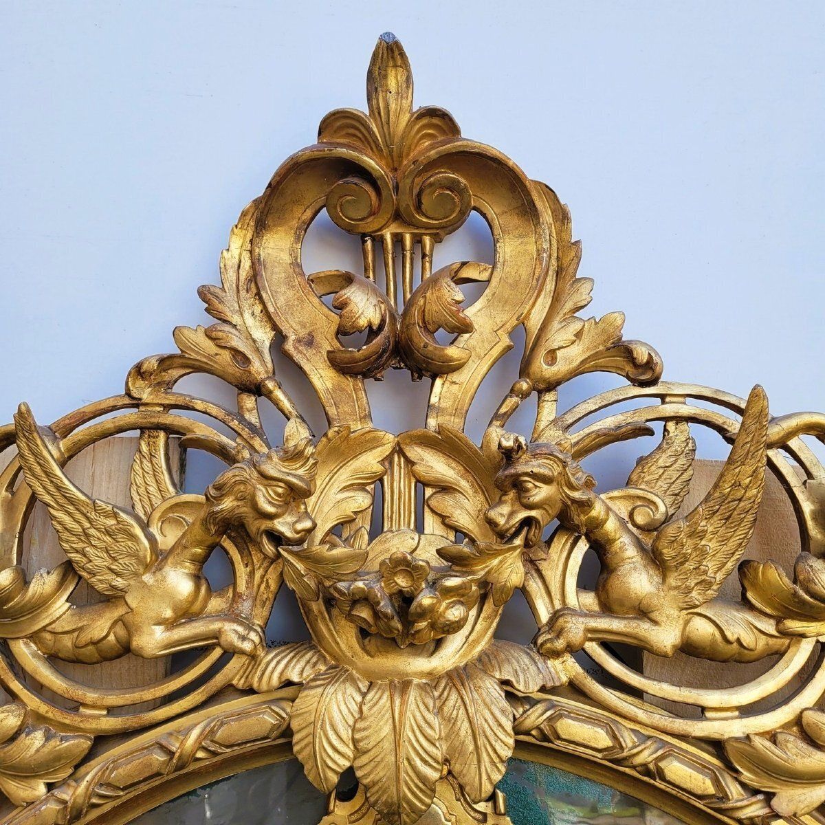 Large Oval Mirror In Gilded Wood, Napoleon III, 19th Century photo furniture