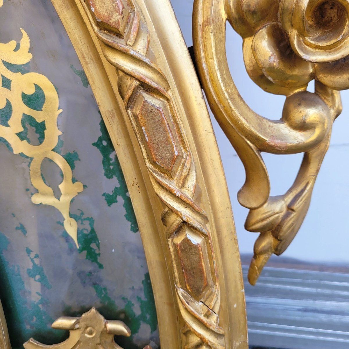 Home Decor Large Oval Mirror In Gilded Wood, Napoleon III, 19th Century photo