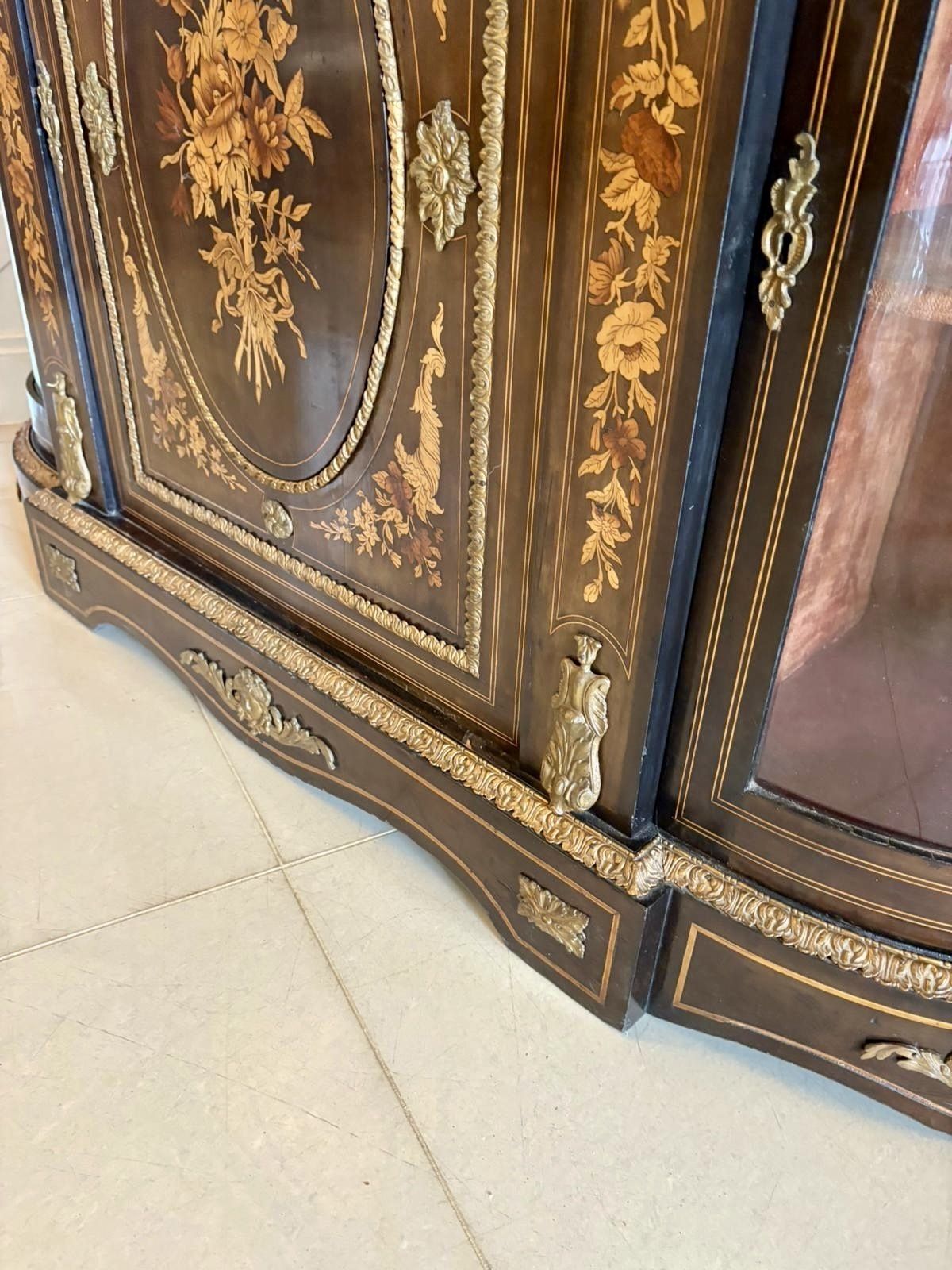 Outstanding Quality Antique 19th Century Ebonised And Inlaid Floral Marquetry Credenza photo for sale
