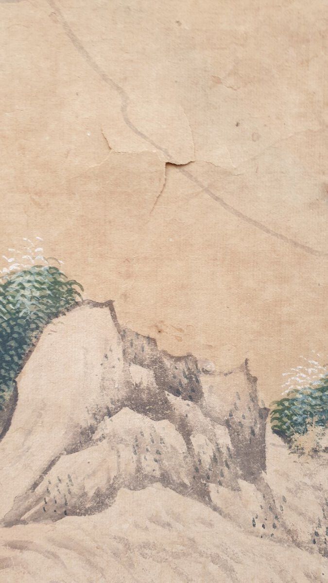 Art Wallpaper Of A Lively Chinese Landscape, 19th Century photo