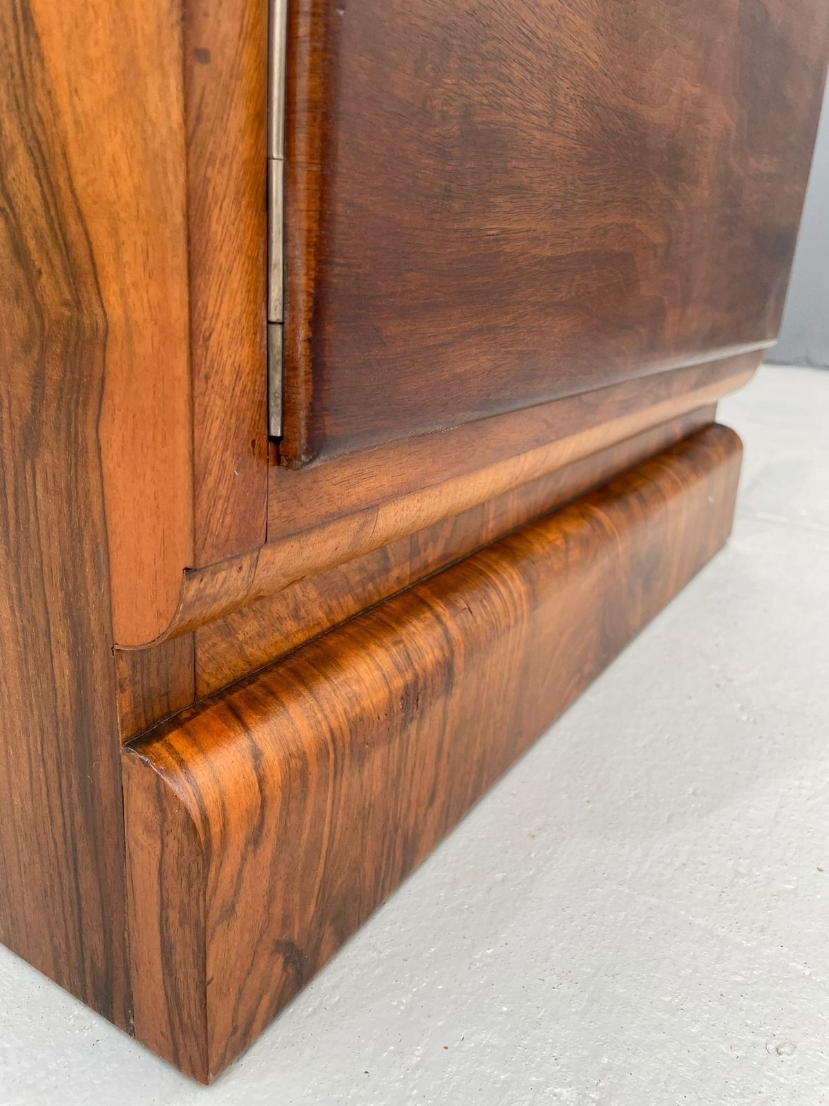 Furniture Restored Art Deco Cabinet With Shelves, Walnut Veneer, Czechoslovakia, 1930s photo
