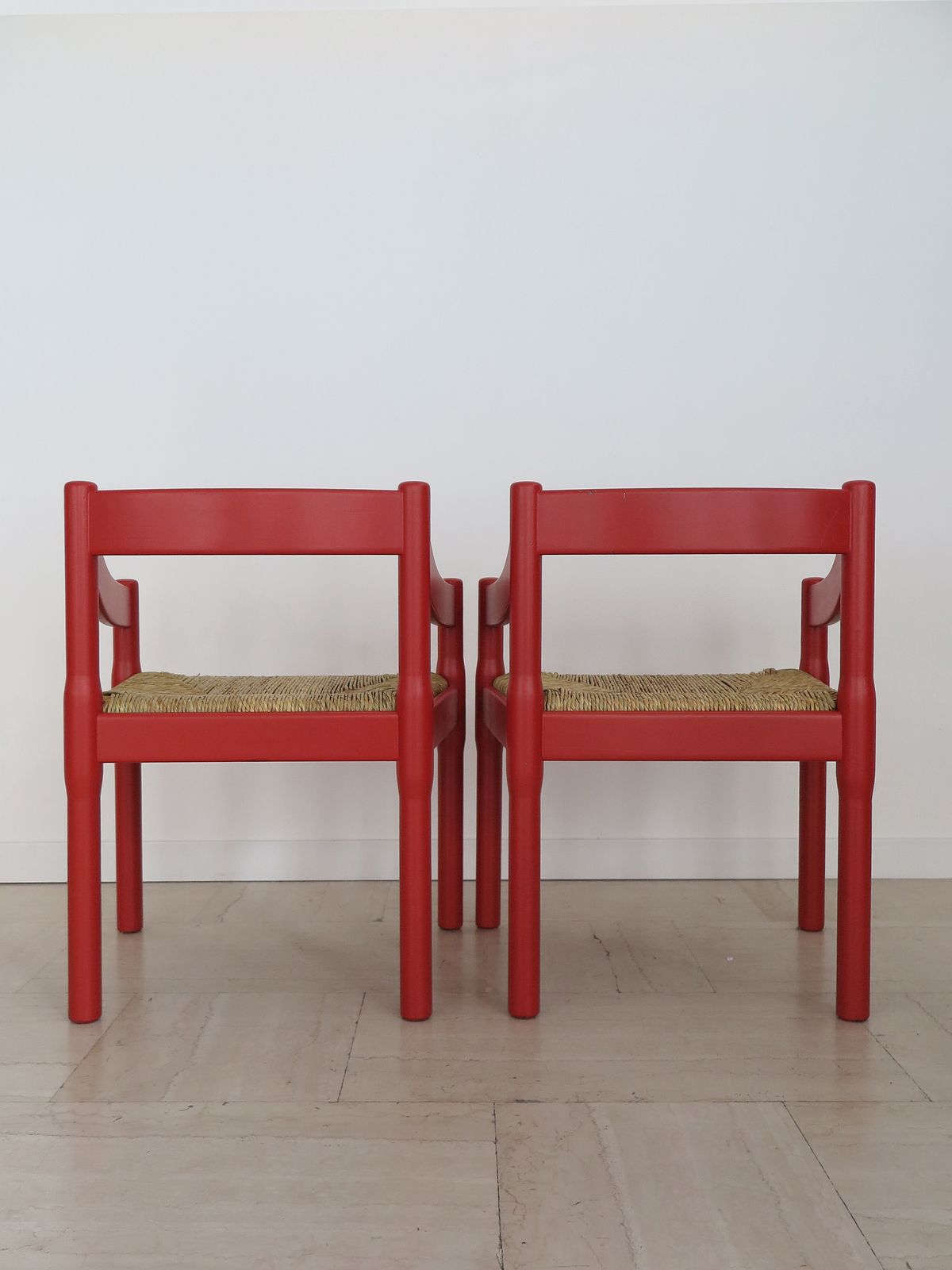 Vico Magistretti For Cassina Red Dining Chairs Model Carimate, Italy 1960s photo furniture